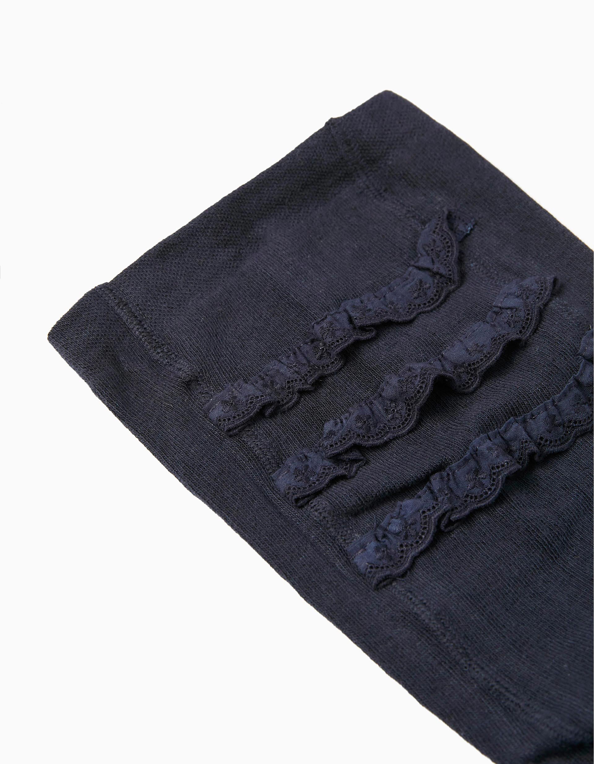 Tights with ruffles for newborn and baby girls, dark blue