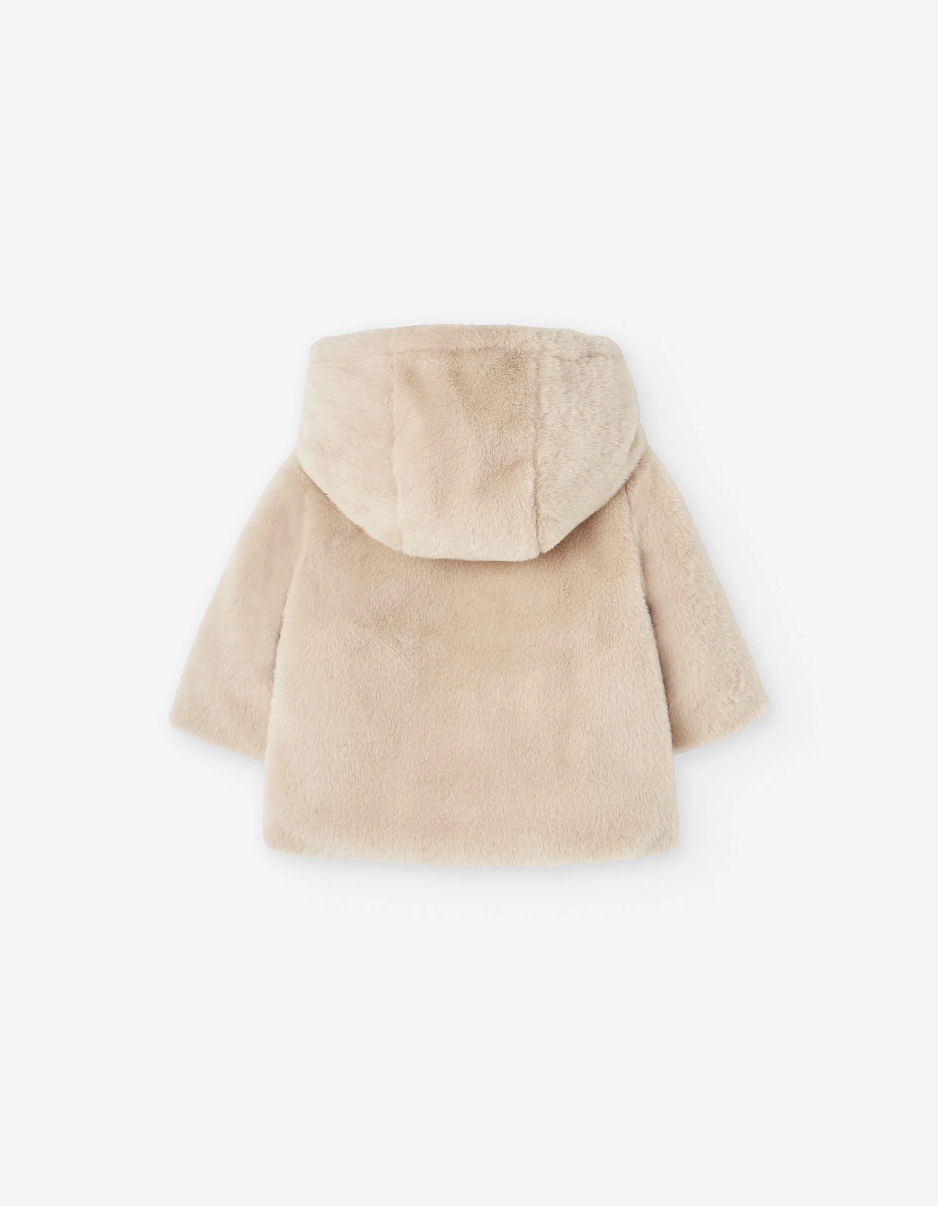 Faux fur hooded jacket for baby girls, beige