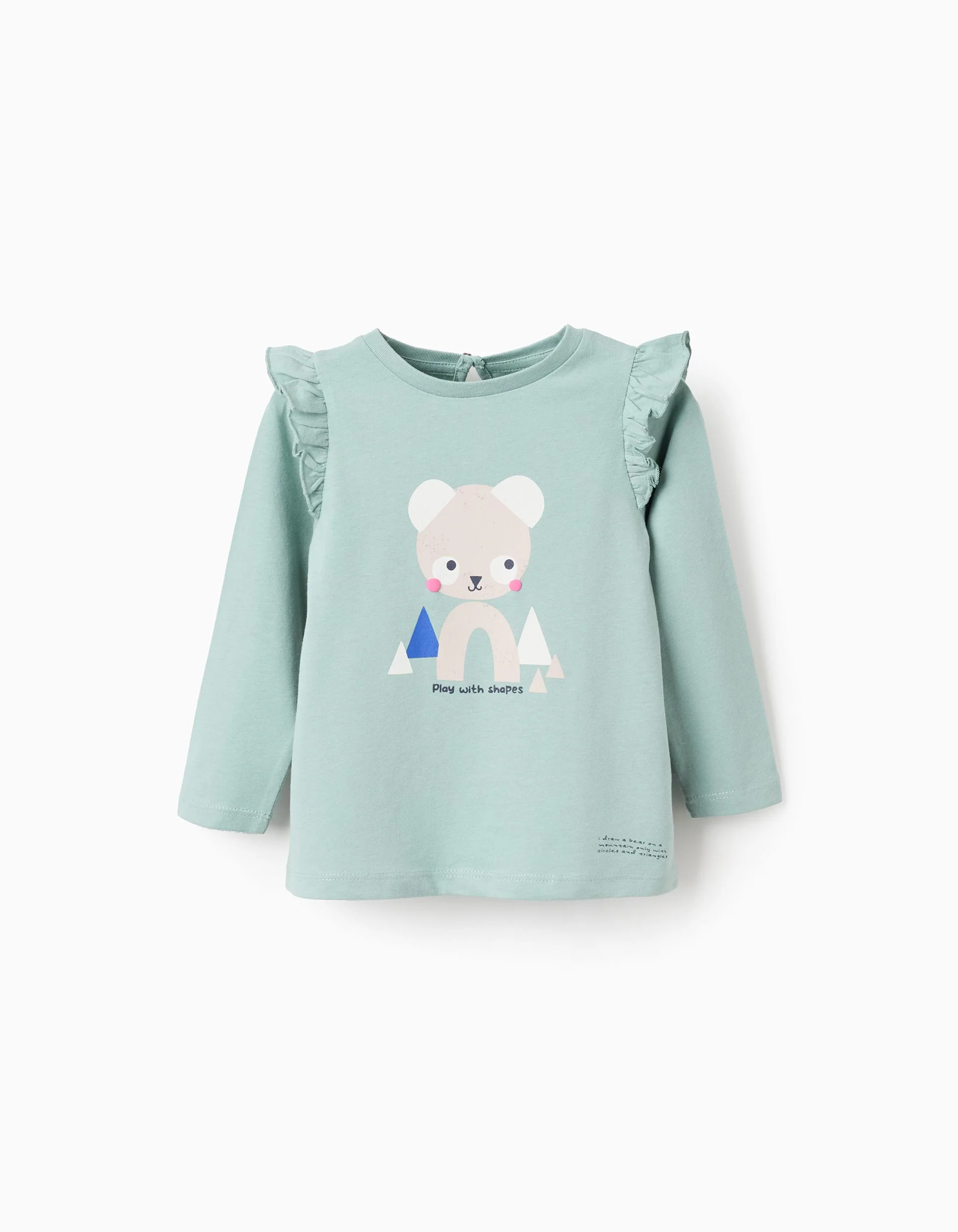 Long Sleeve T-Shirt with Ruffles for Baby Girls 'Shapes', Green