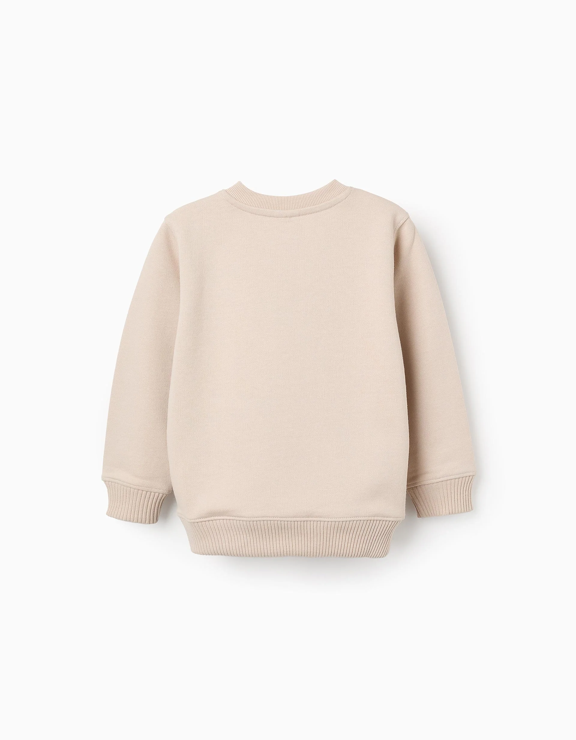 Cotton Sweatshirt with Kangaroo Pocket for Boys 'Actions', Beige