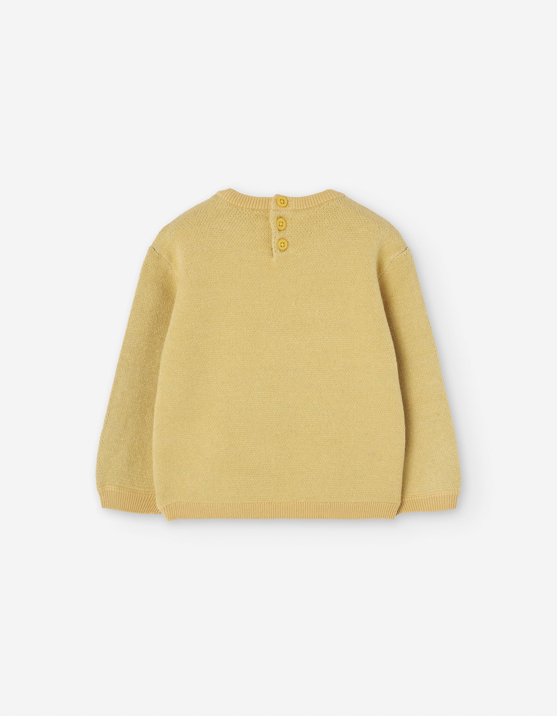 Knitted jumper with floral jacquard for baby girls, yellow