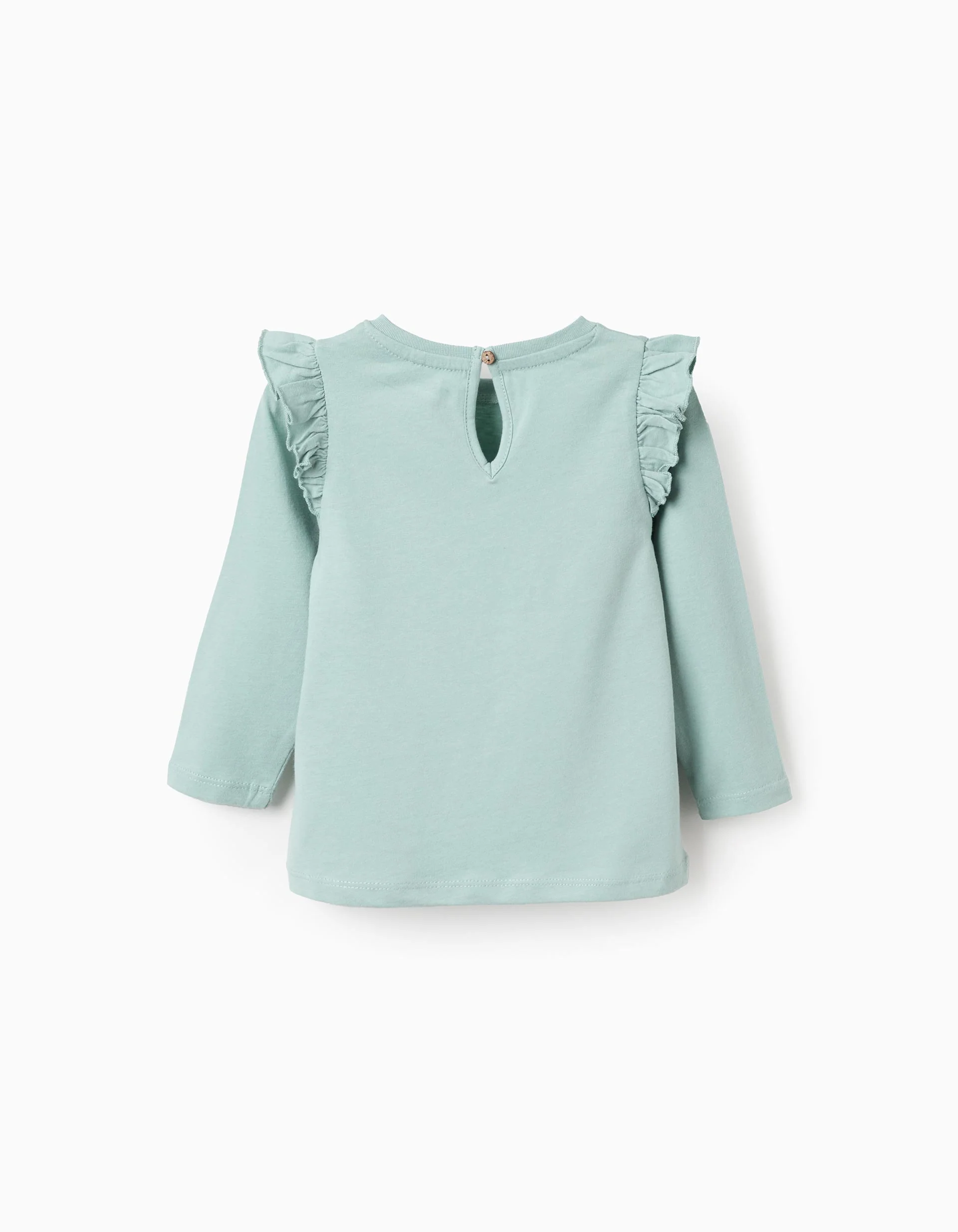 Long Sleeve T-Shirt with Ruffles for Baby Girls 'Shapes', Green