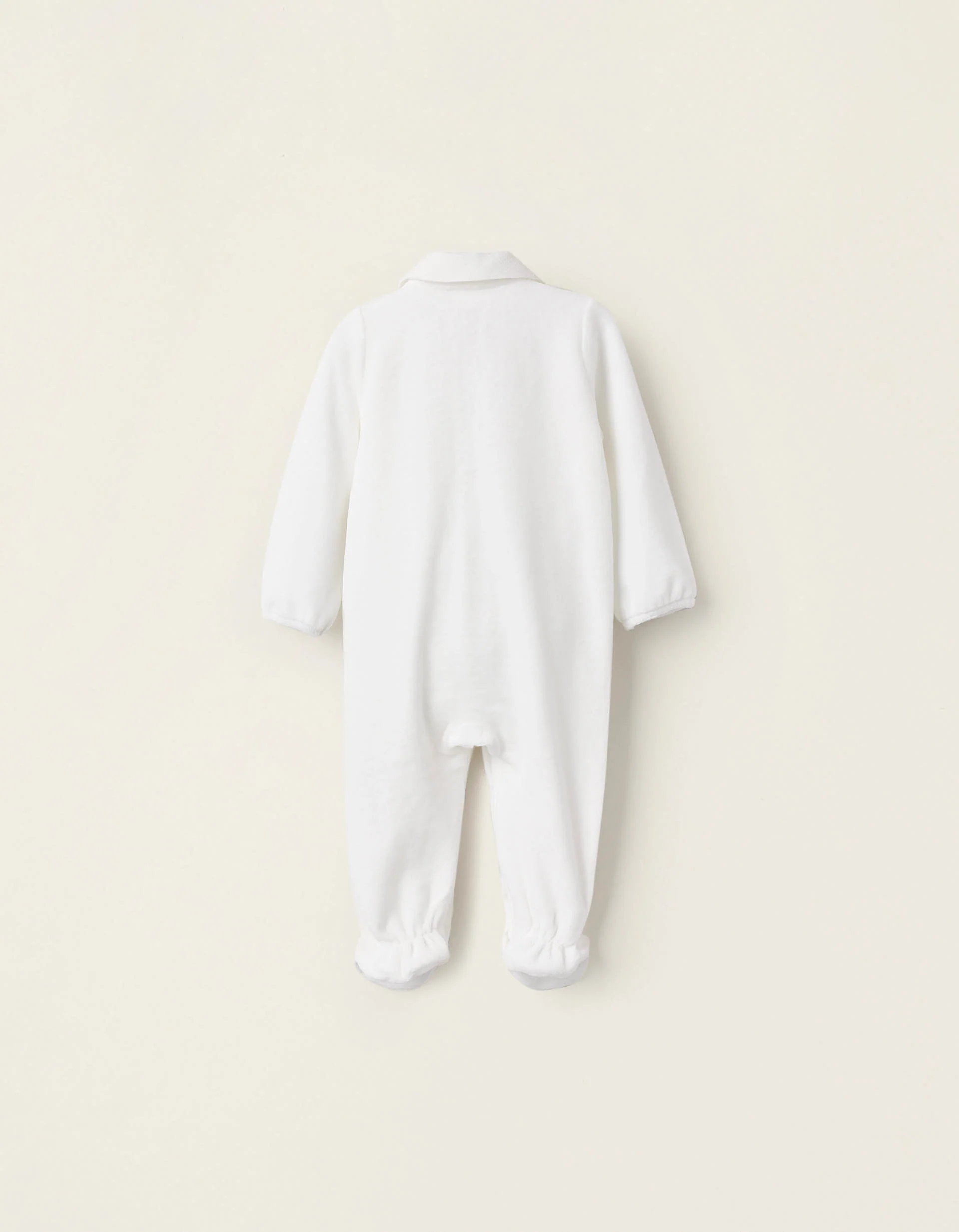 Velours Textured Sleepsuit for Newborns, White