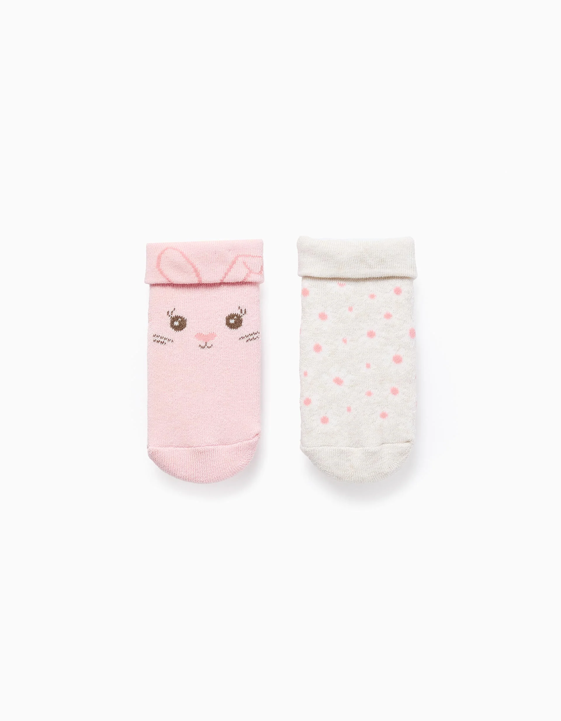 Pack 2 Pairs of Non-slip Socks for Baby Girls 'Floral', Pink