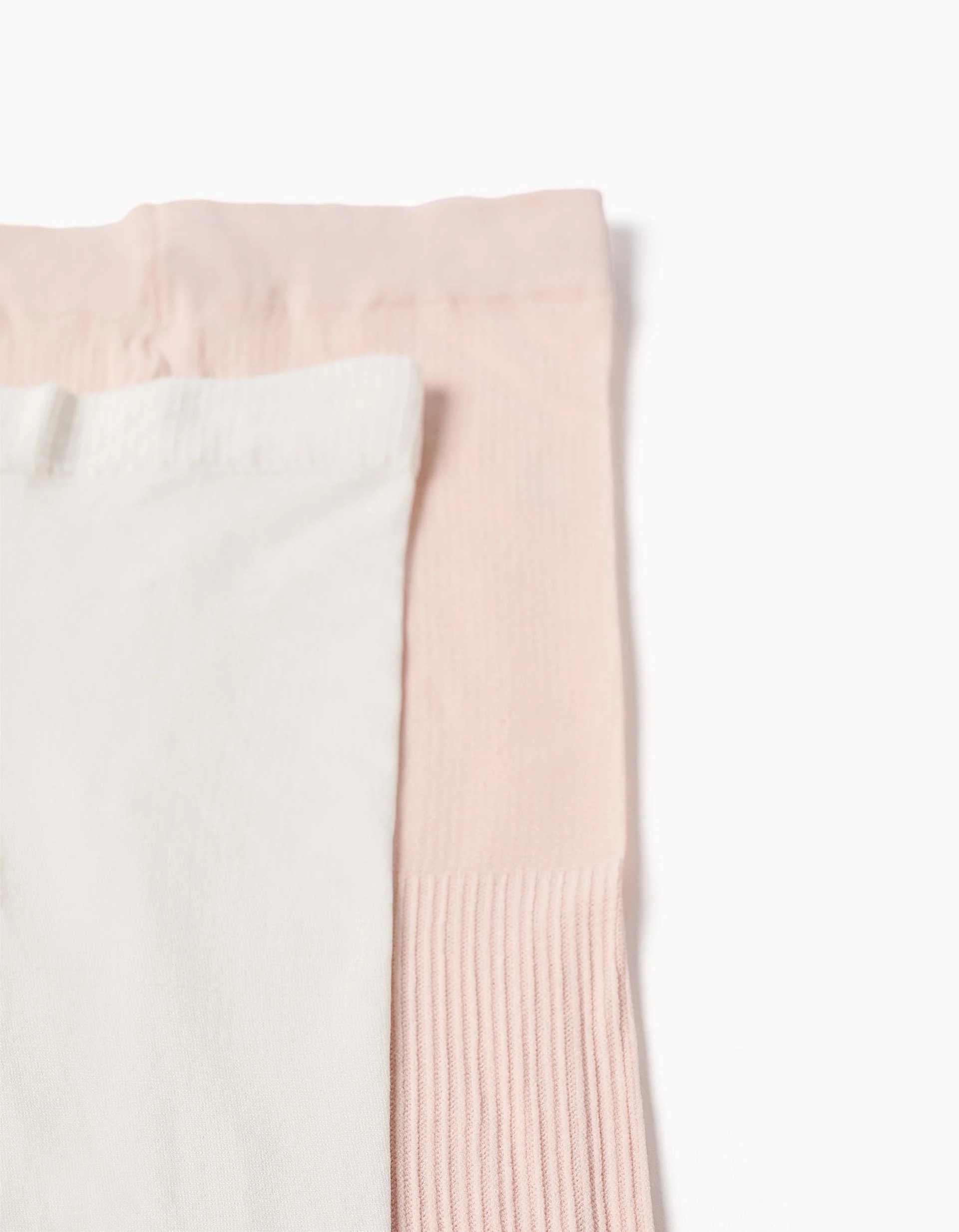Pack of 2 microfibre tights for baby girls, white/light pink