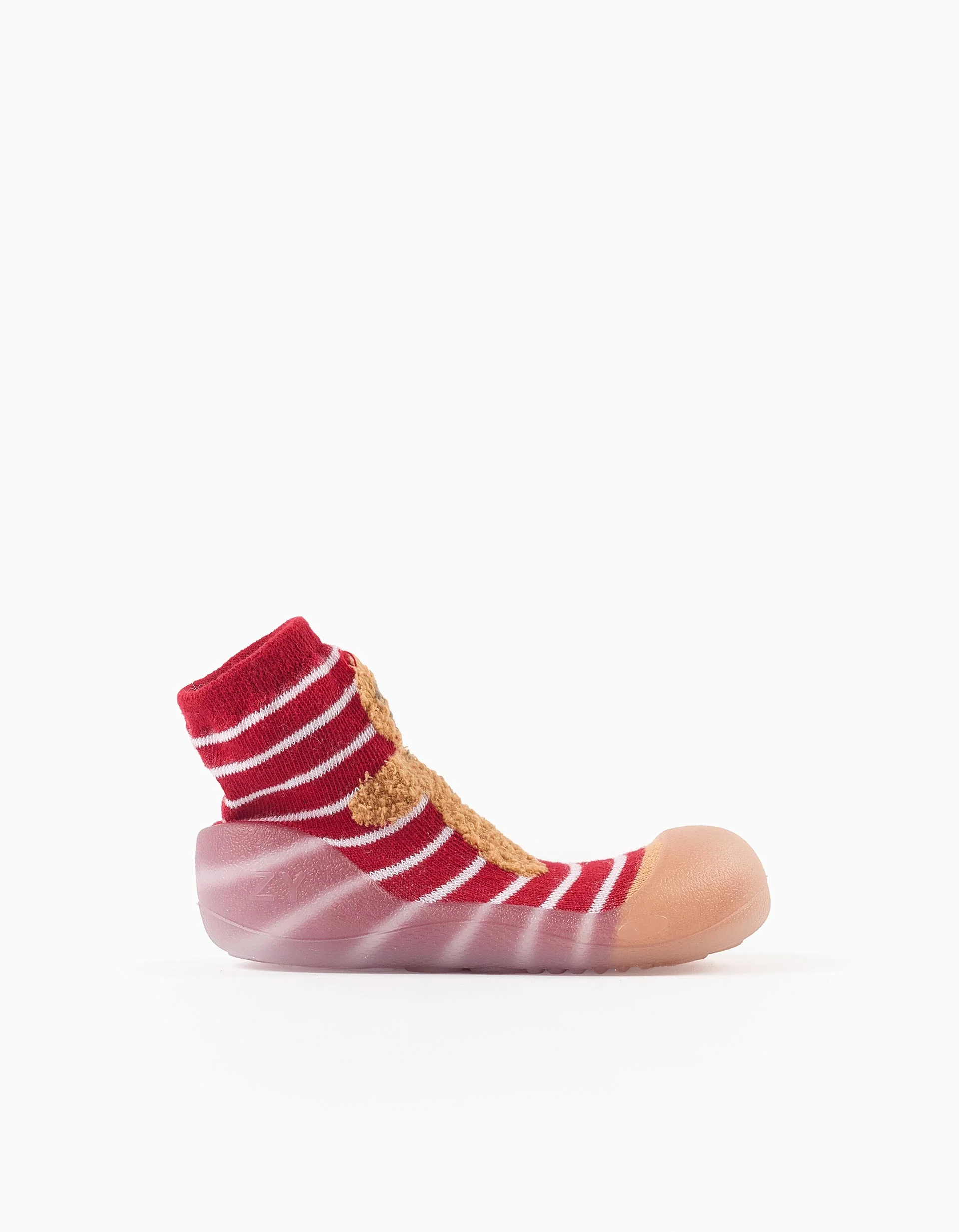 Steppies Slippers Socks for Babies  'Gingerbread Man', Red