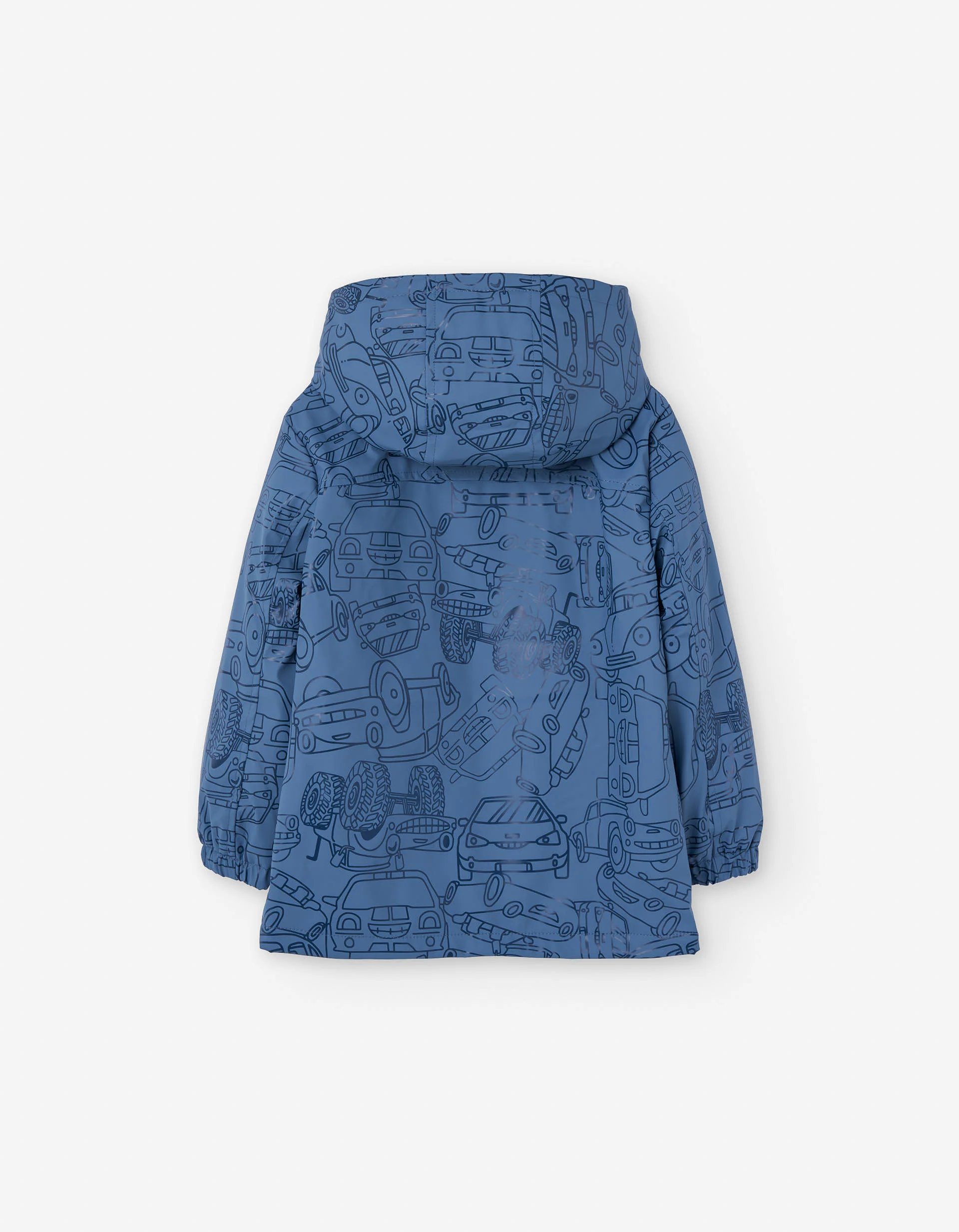 Hooded rubber parka with fleece lining for boys, blue