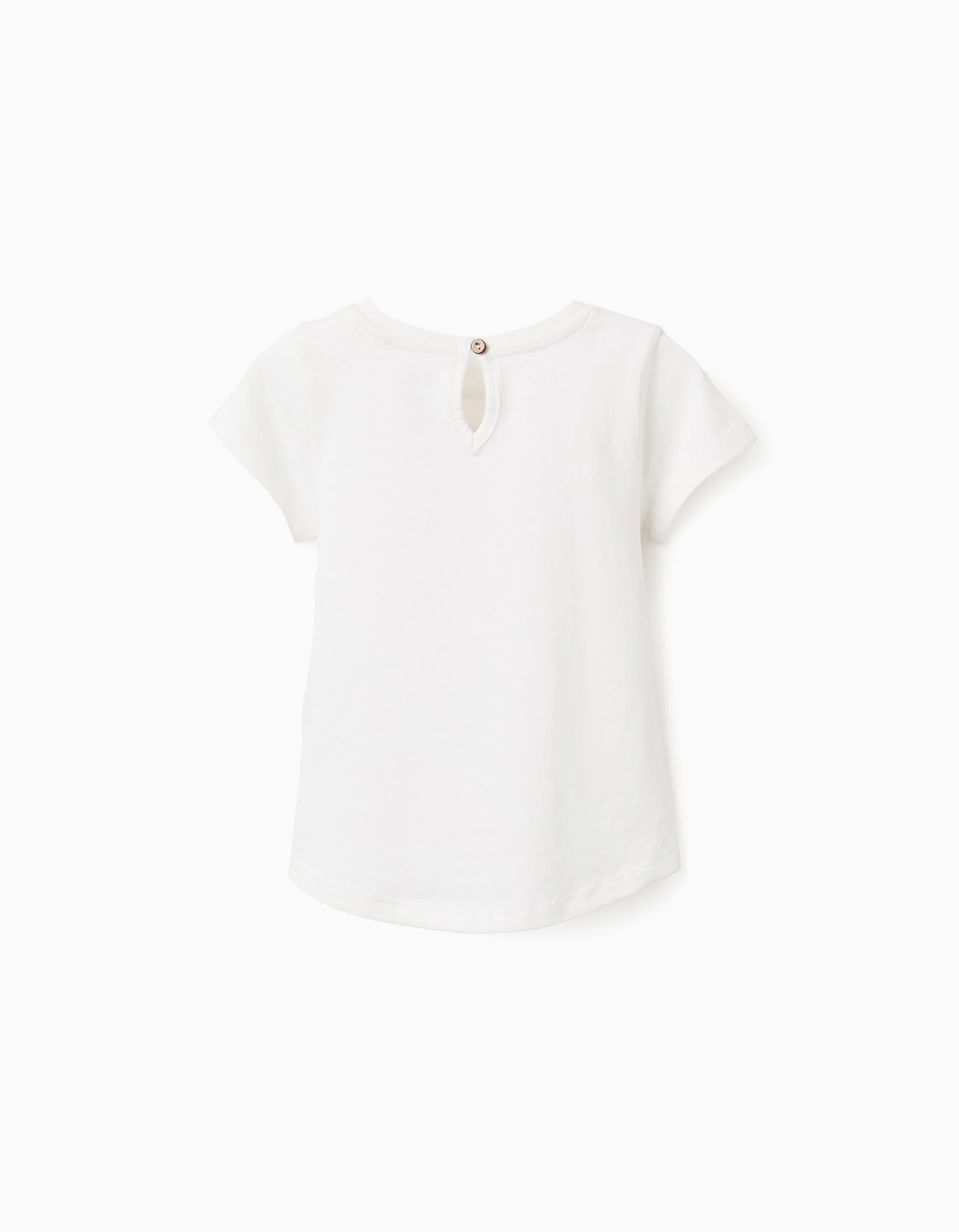 Printed Cotton T-shirt for Baby Girls, White