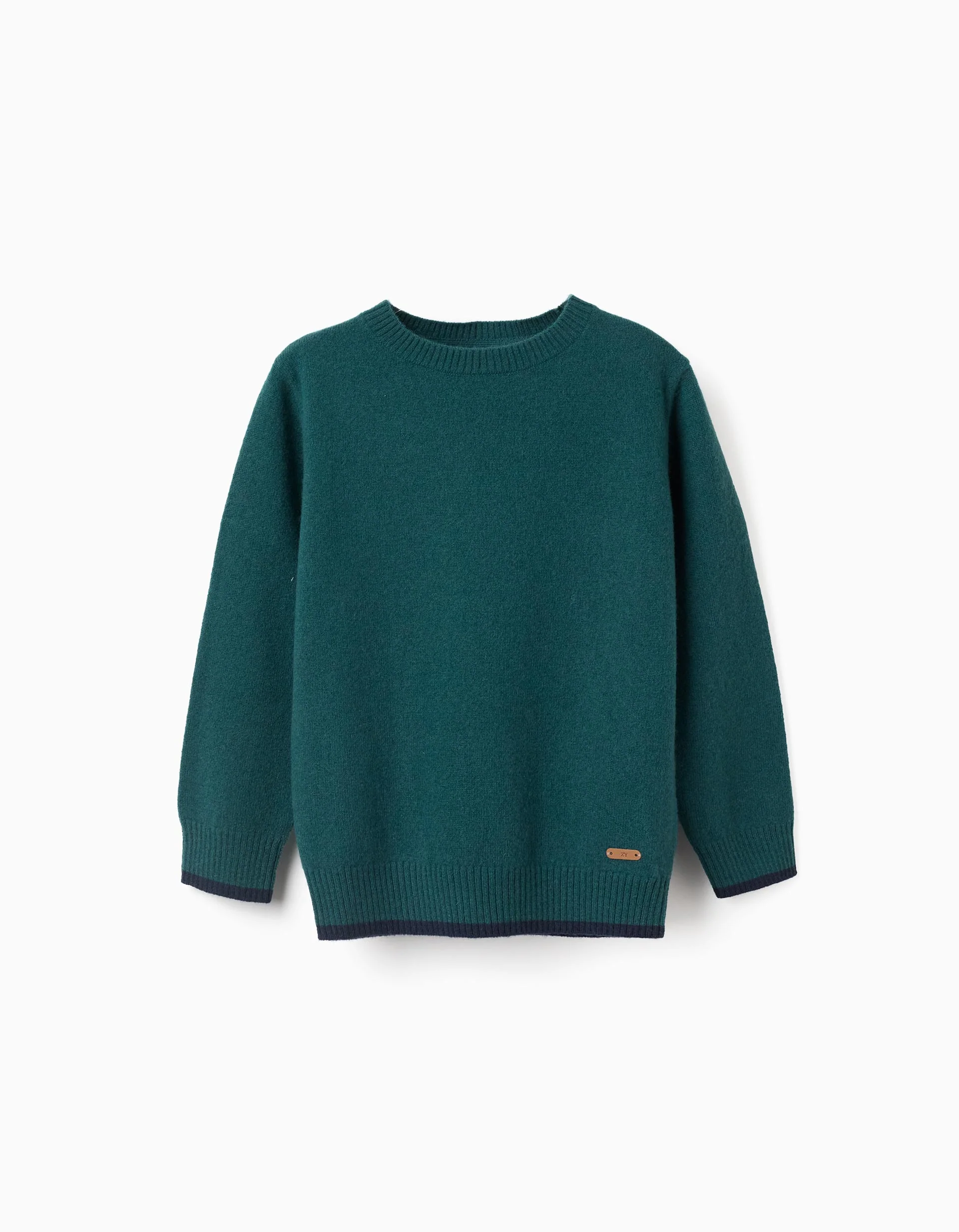 Knitted jumper in a wool blend You&Me for boys, green/blue