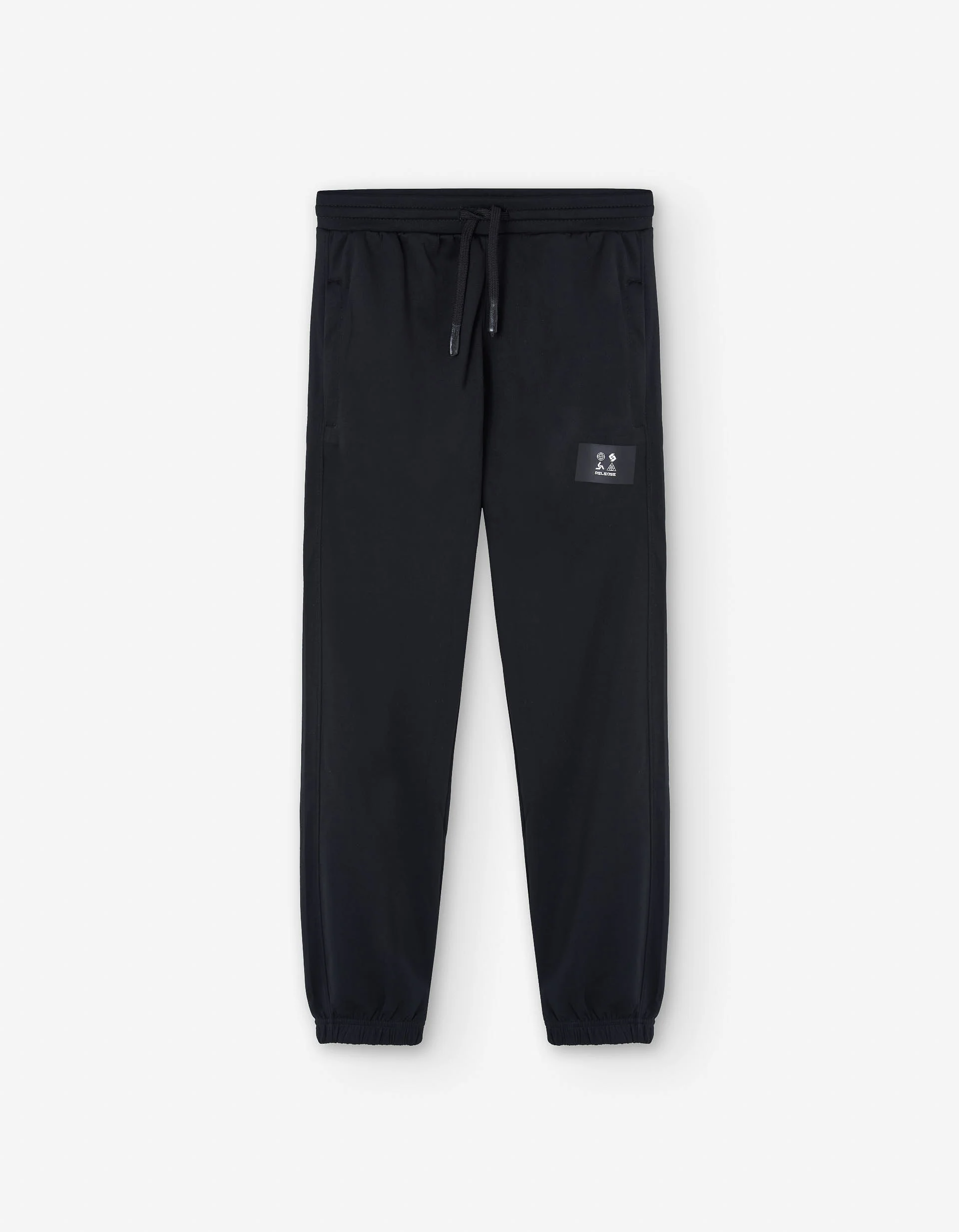 Interlock knit joggers with drawstring and pockets for boys, black