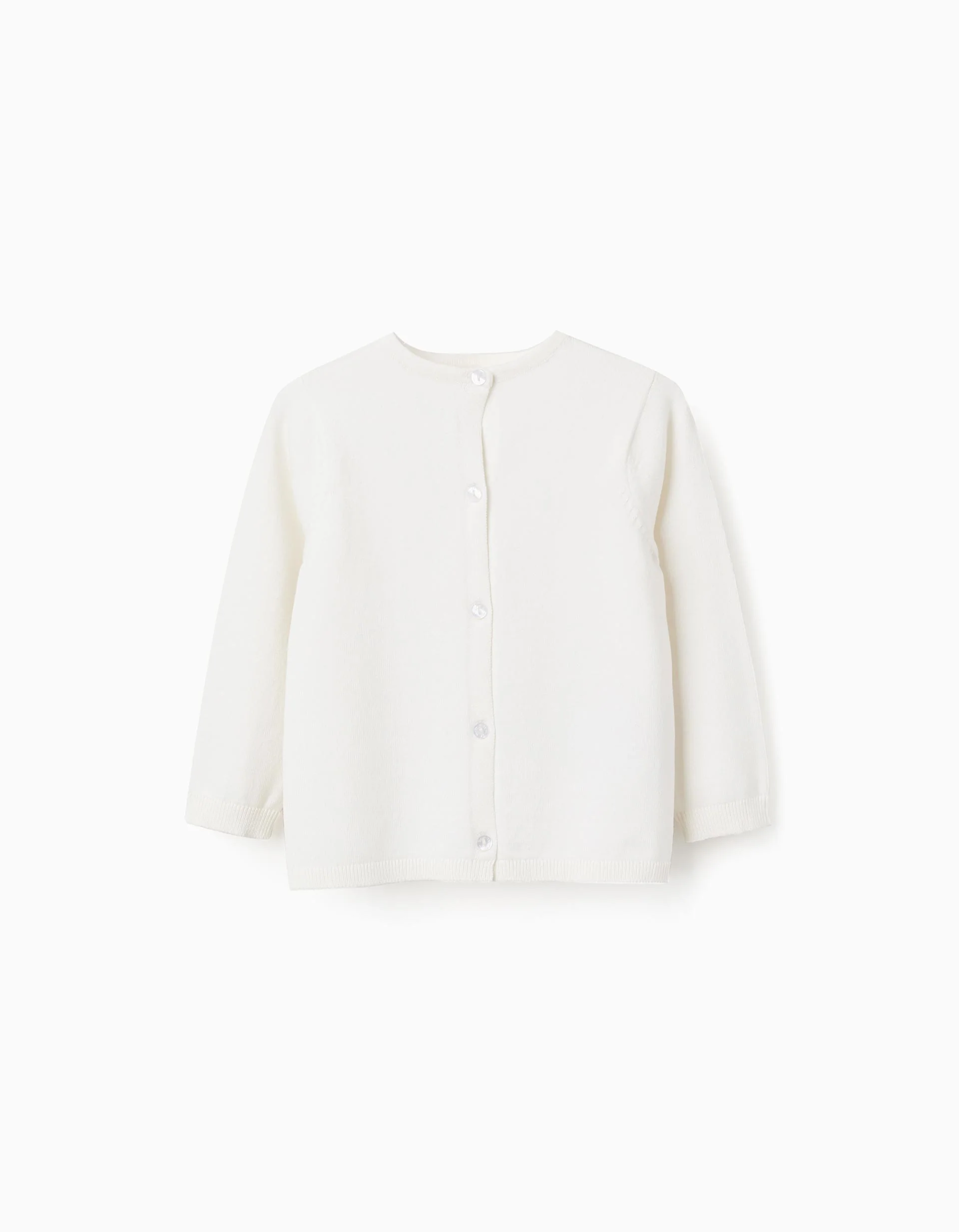 Knitted jacket with round collar for baby girls, white