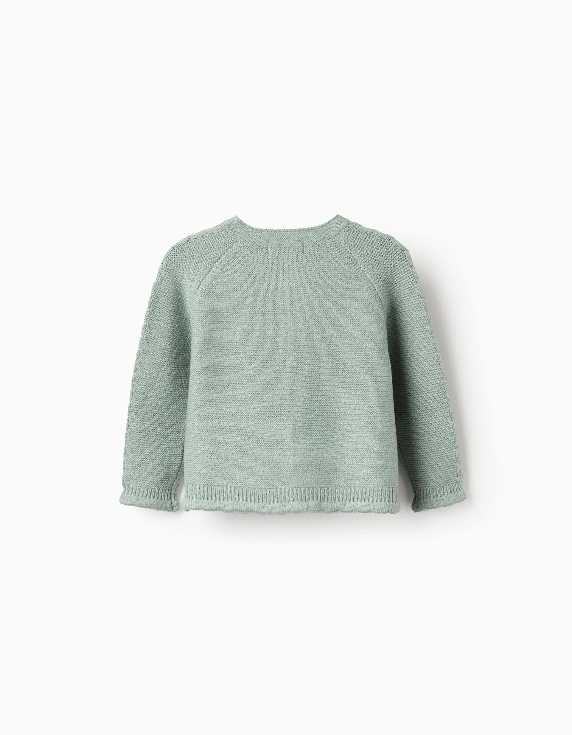 Knitted cardigan with cable details for baby girls, light green