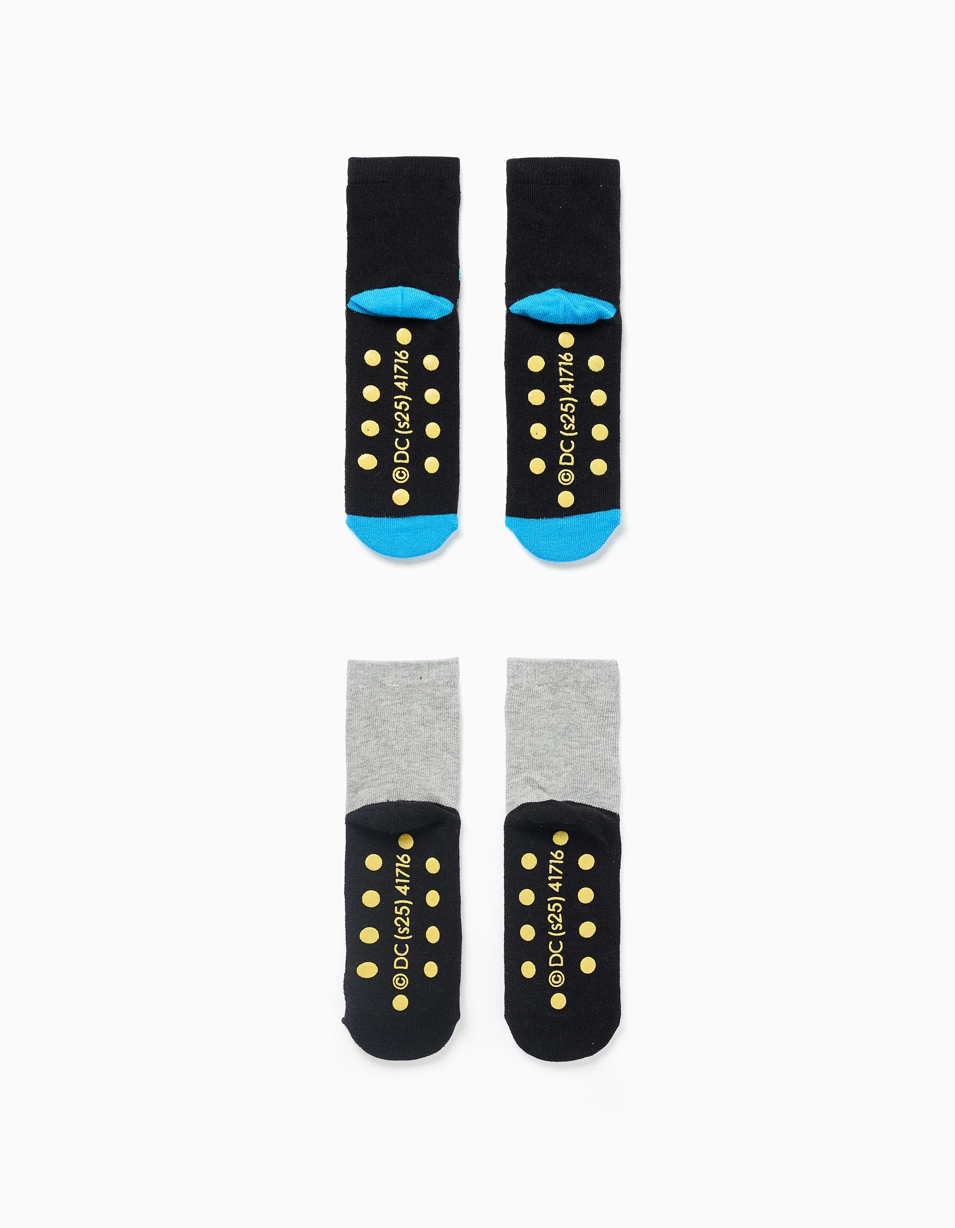 Pack of 2 Pairs of Non-Slip Socks with Batman for Boys, Black/Grey