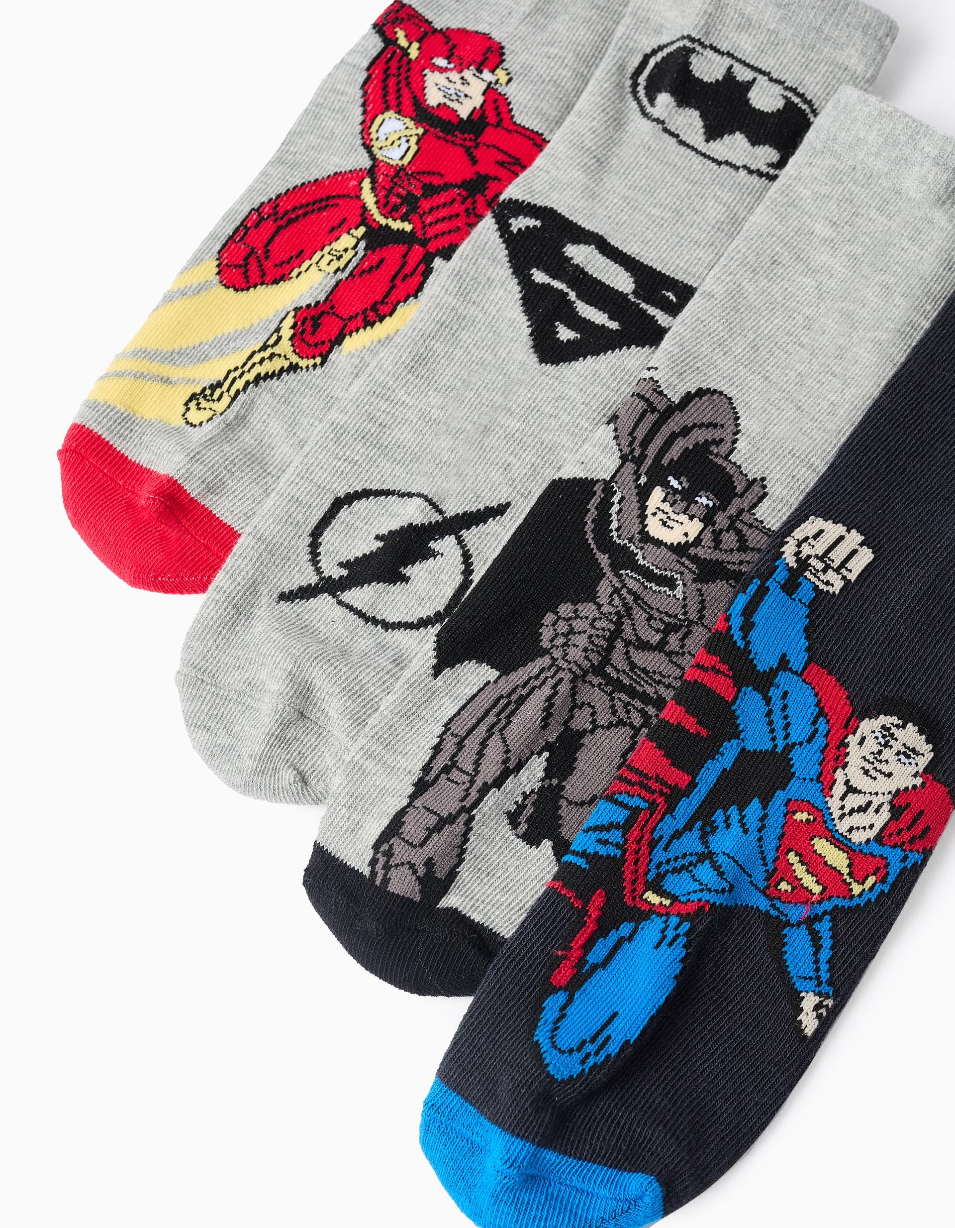 Pack of 4 Pairs of Superheroes Socks for Boys, Multicolour