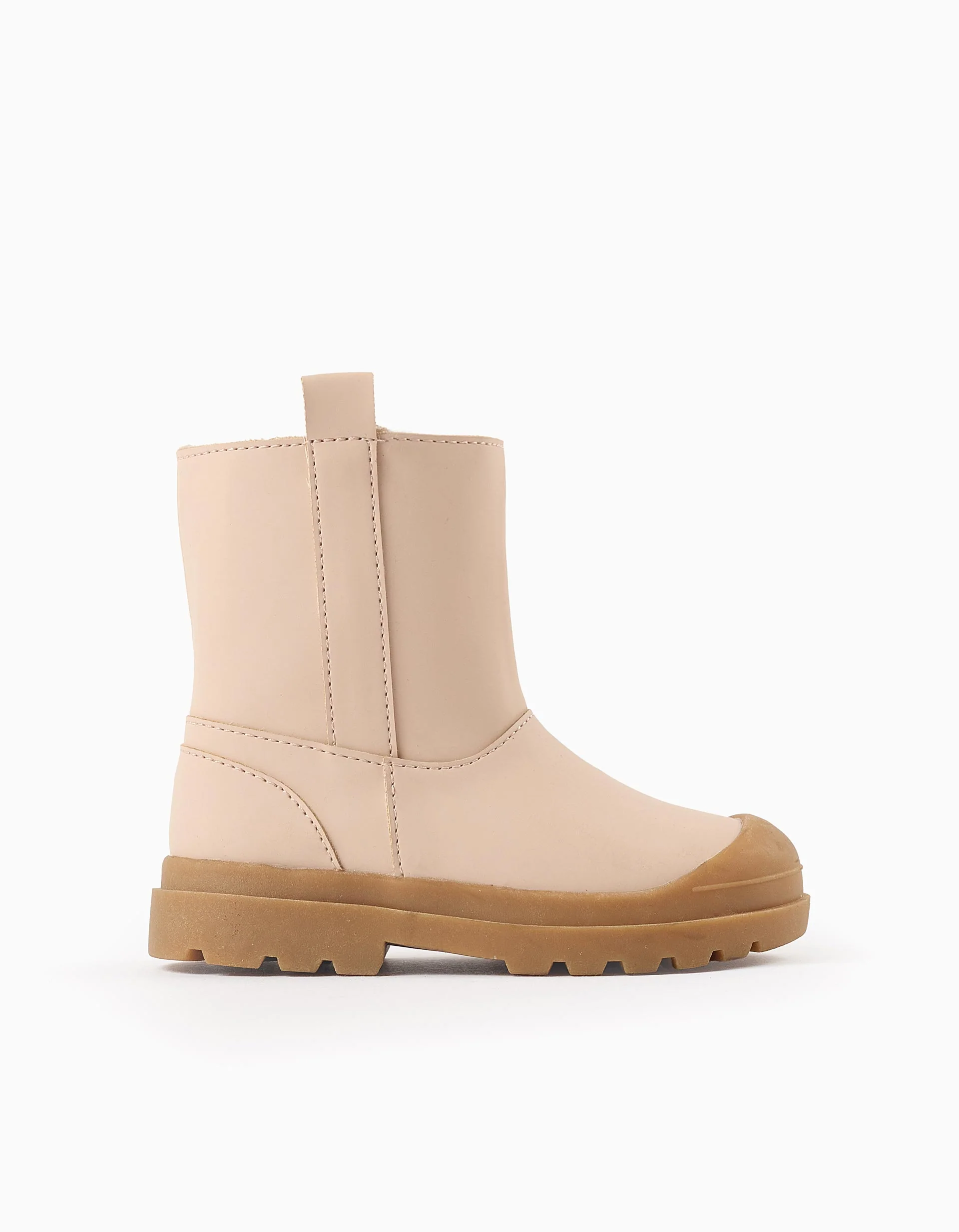 Waterproof Boots with Faux Fur Lining for Baby Girls, Pink/Beige