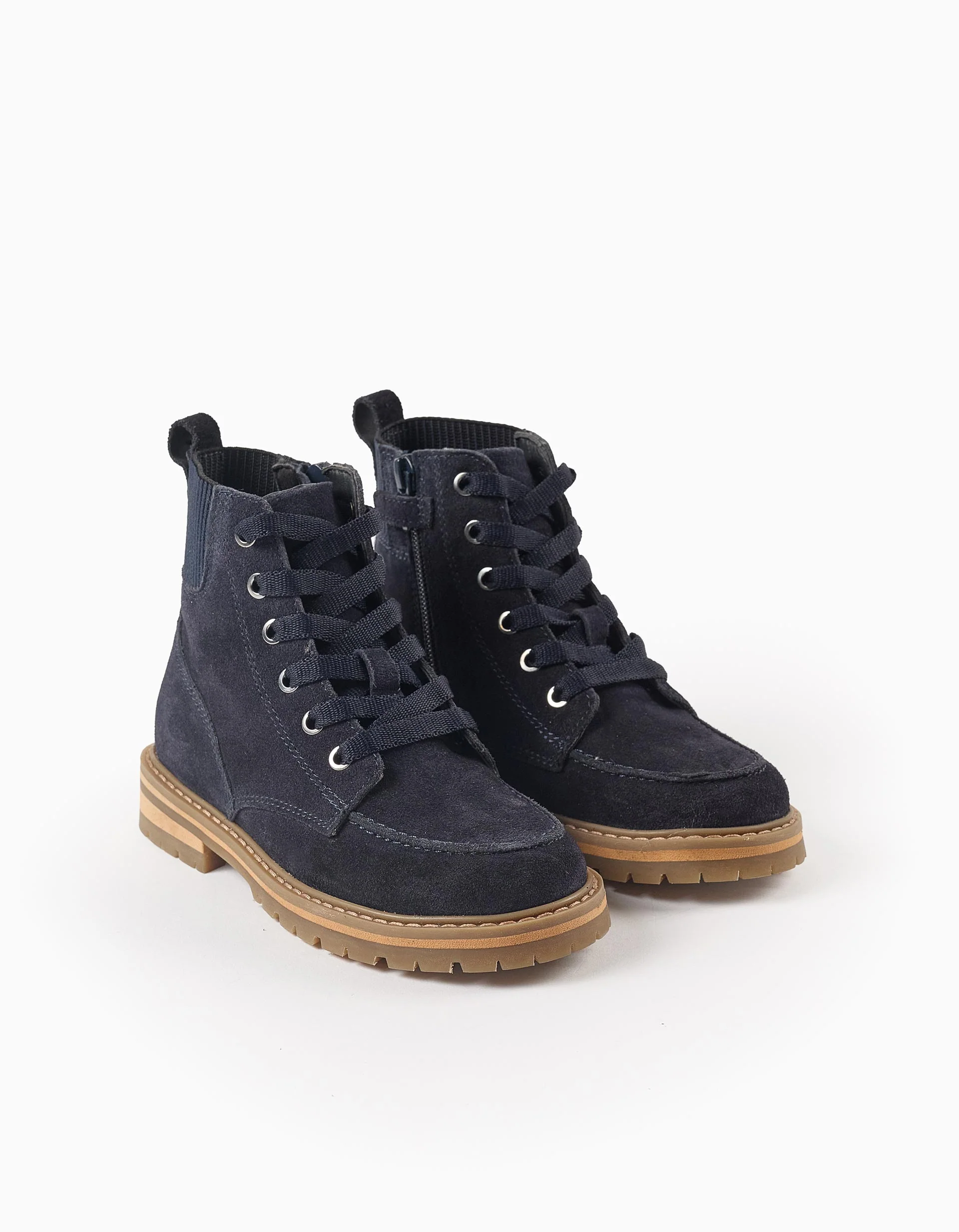 Suede Zip Boots for Boys, Dark Blue
