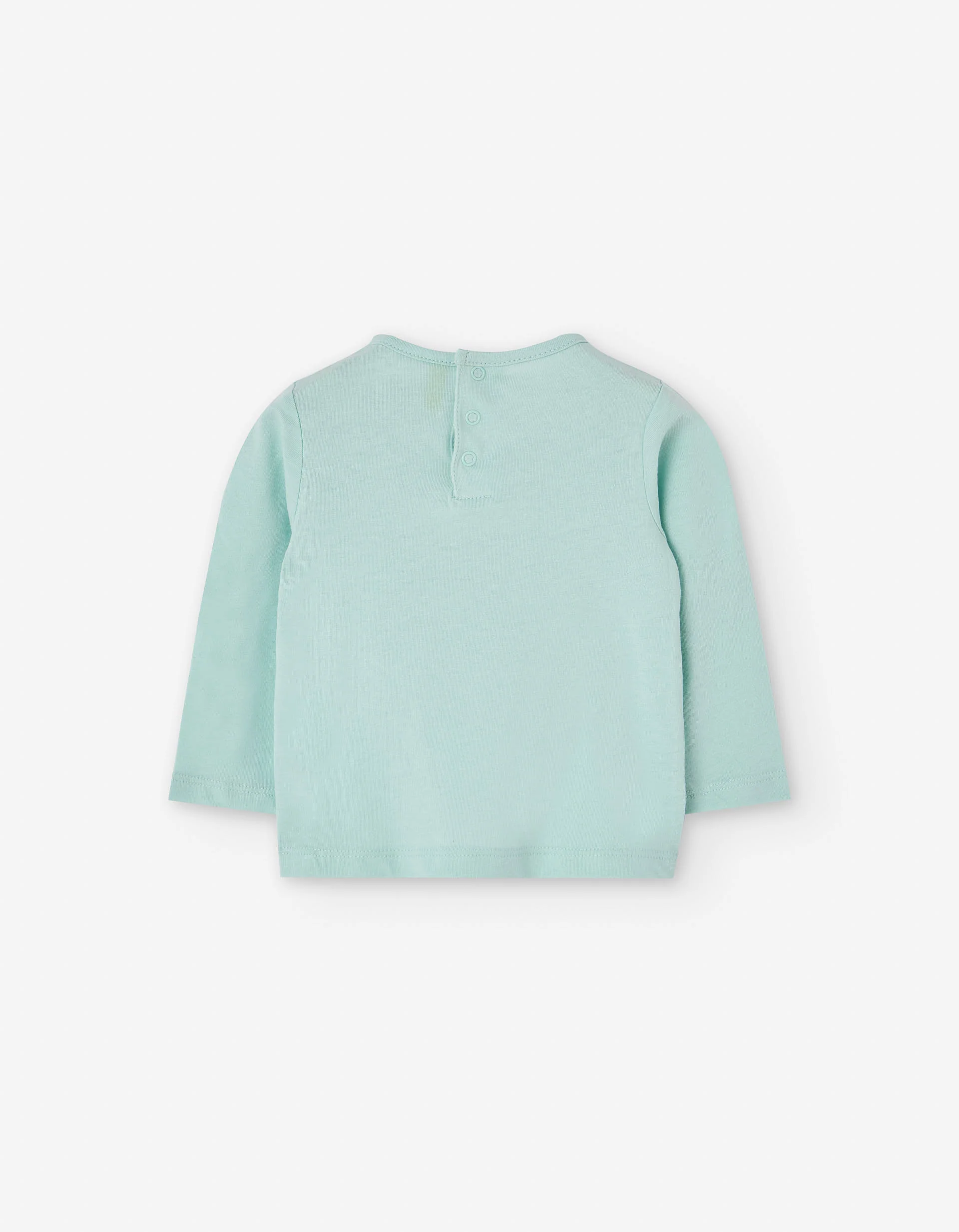 Long sleeve cotton T-shirt with flower print for baby girls, light green