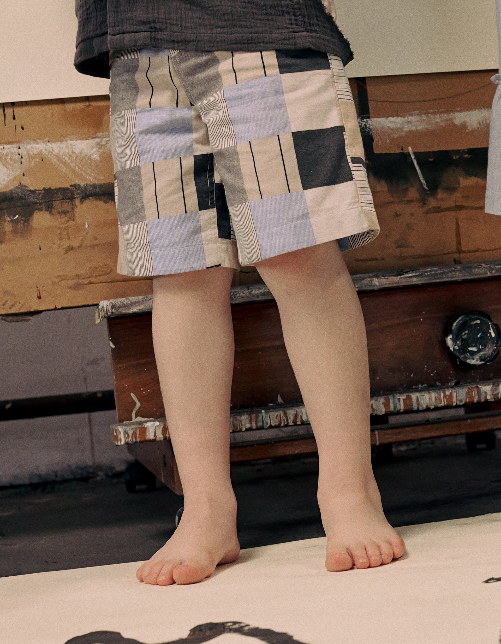 Cotton Shorts with Pattern for Boys 'B&S', Blue/Beige/Grey