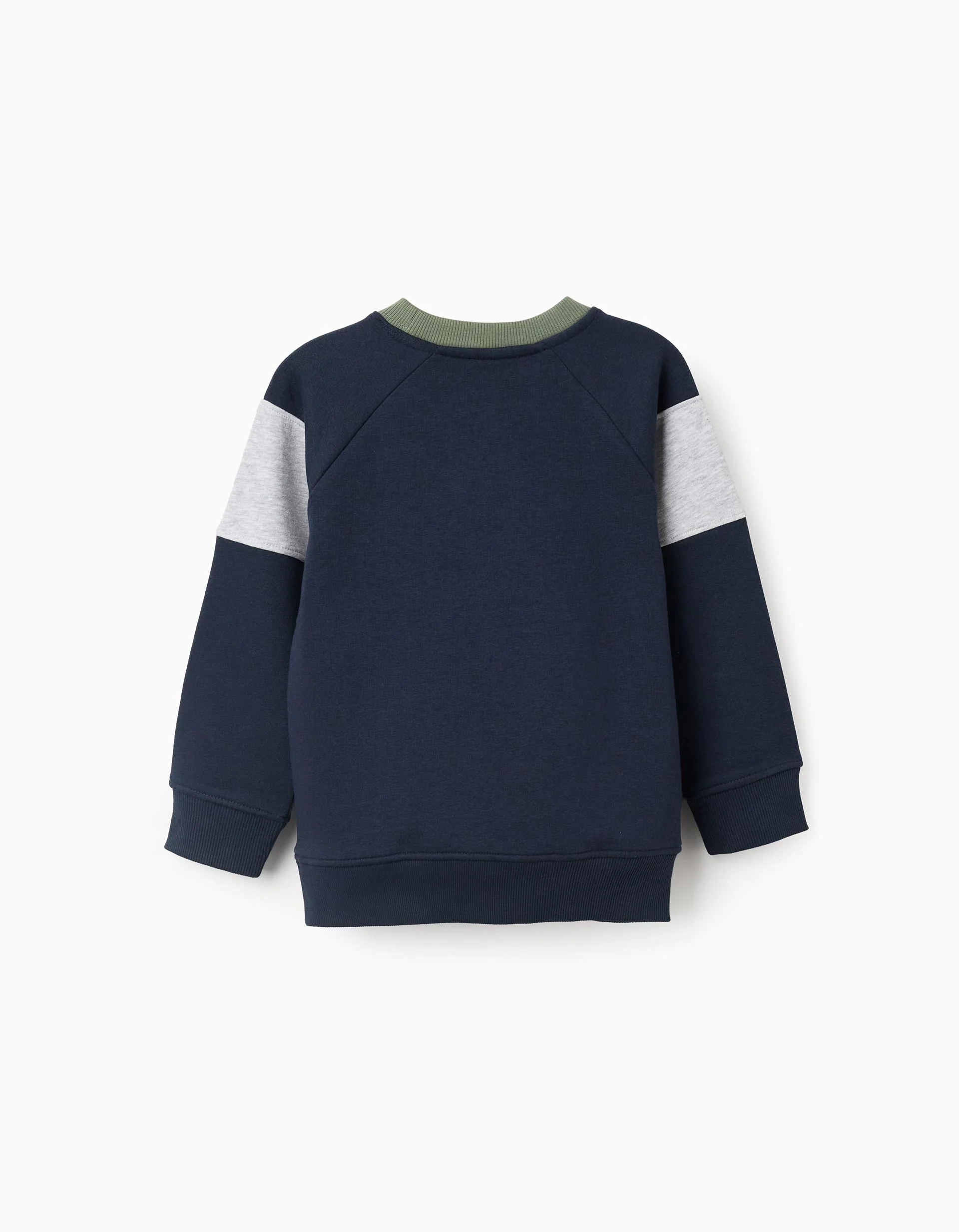 Brushed Sweatshirt with 'Z' Embroidery for Boys, Dark Blue/Green/Grey