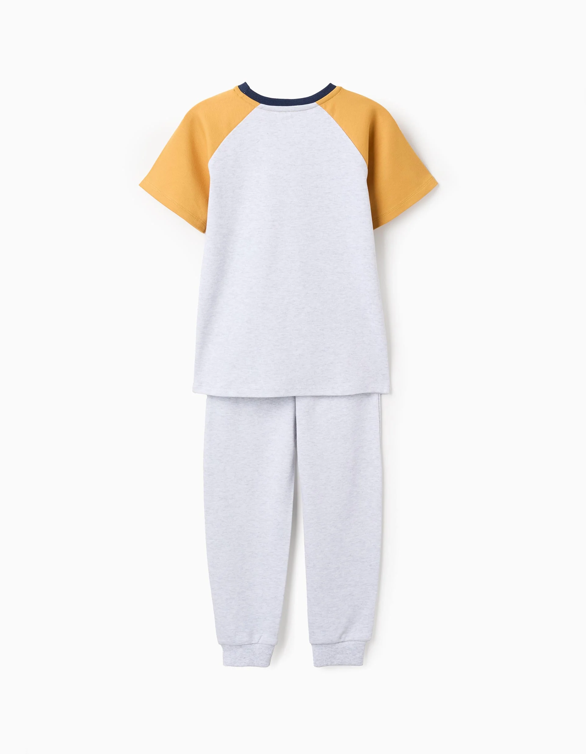 Cotton Pyjama with Raccoon Mask for Boys, Grey/Yellow