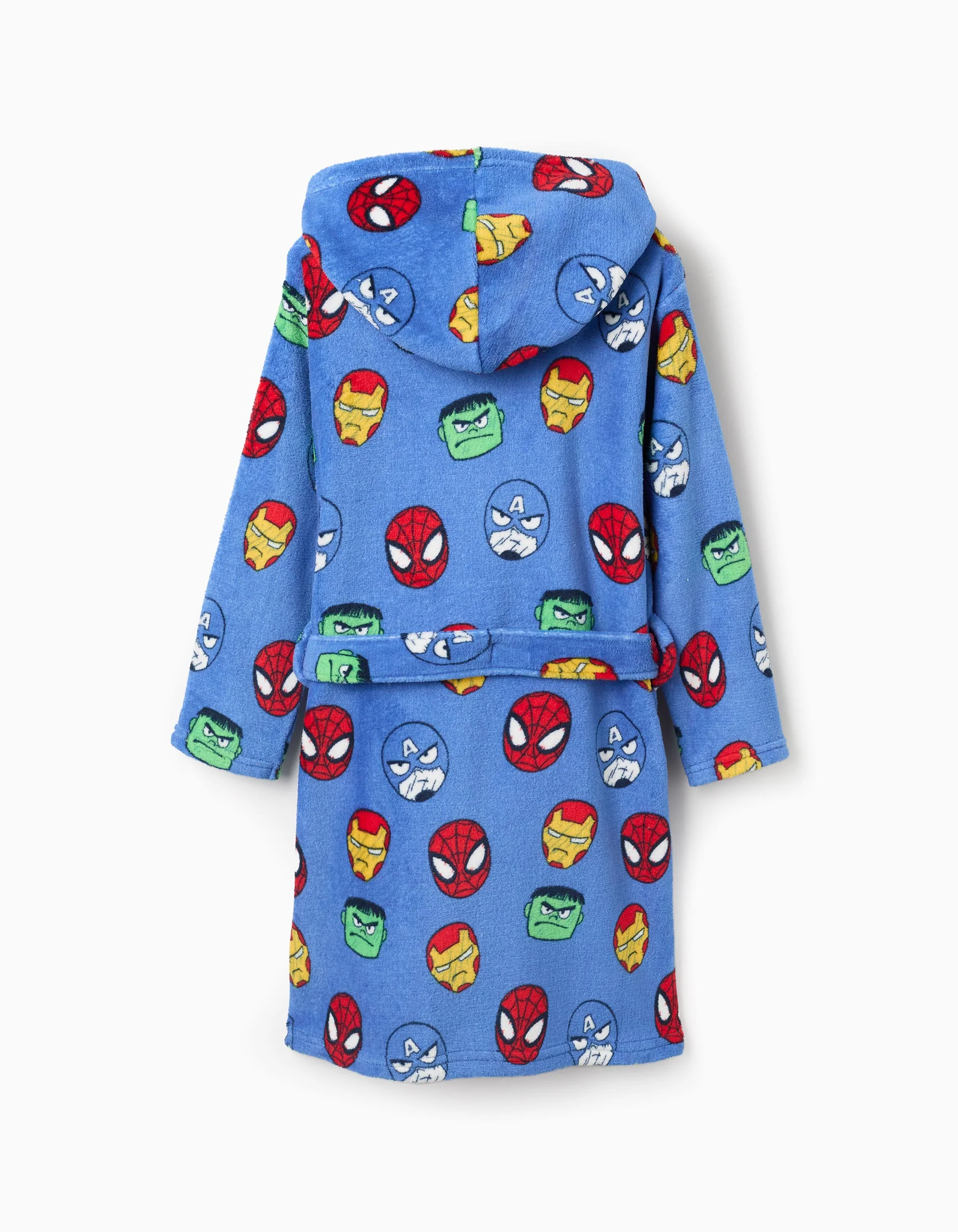 Coral fleece dressing gown with Avengers motif for boys, blue