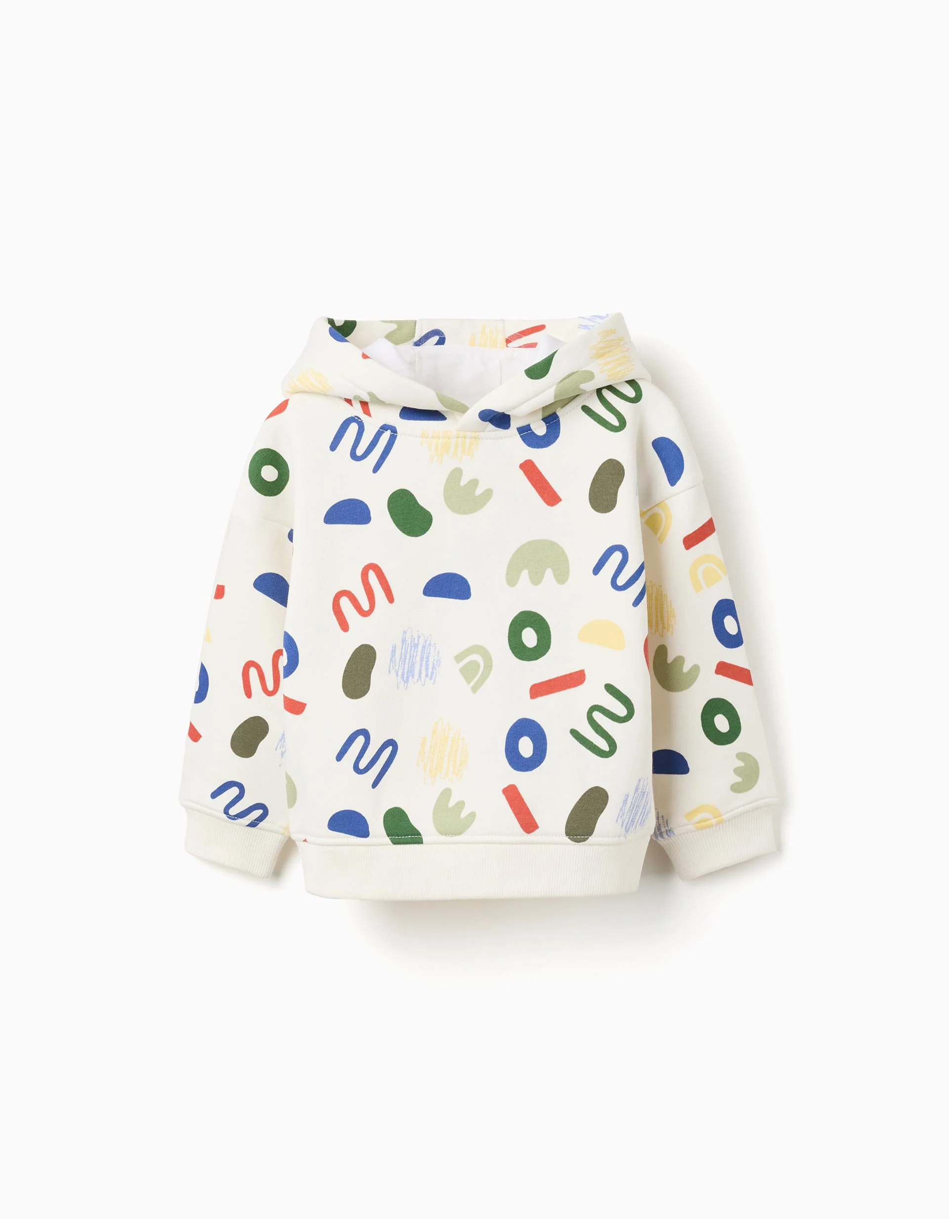 Brushed hooded sweatshirt with colourful motif for baby boys, multicolour