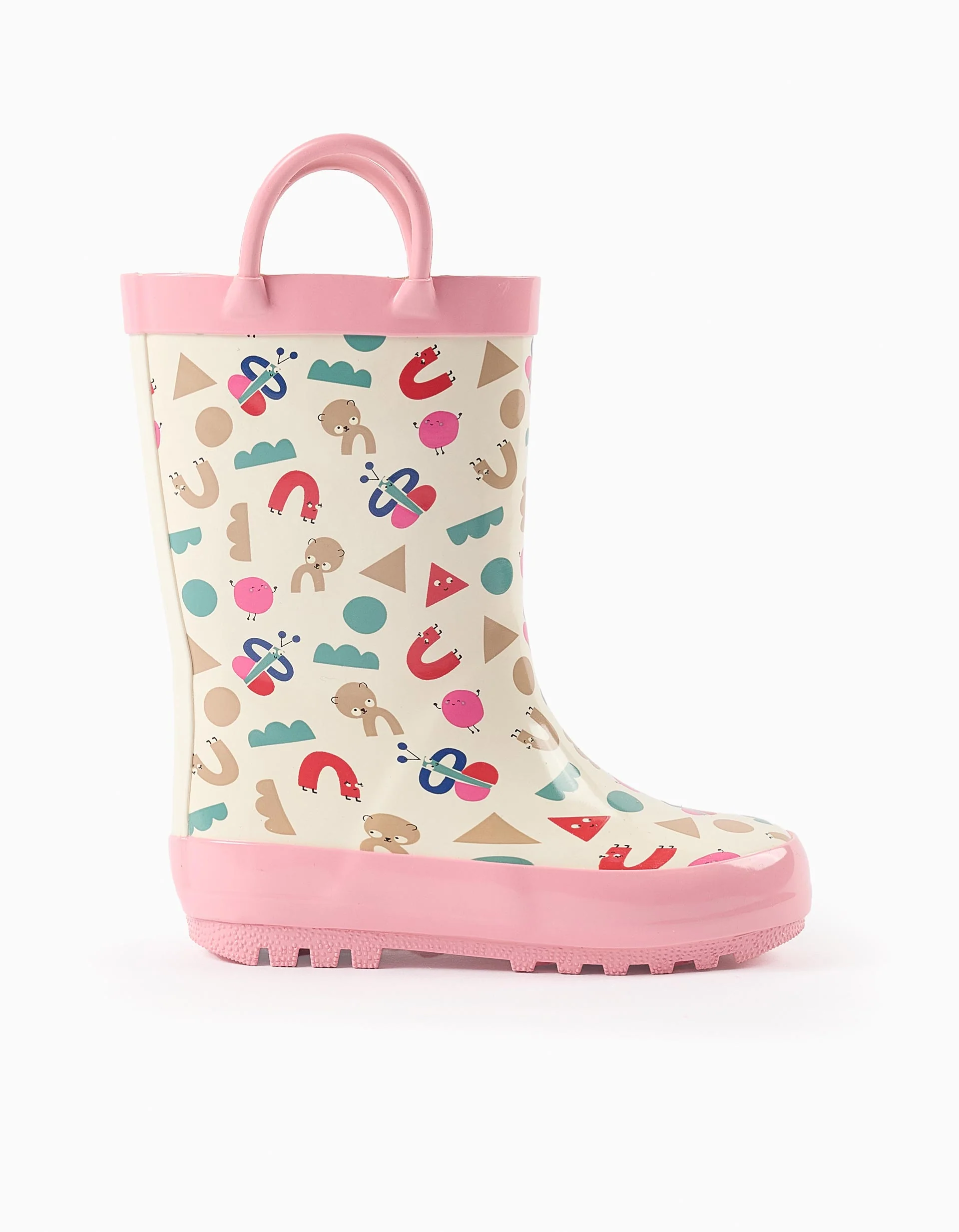 Wellies with Pattern and Wings for Baby Girls 'Shapes', White/Pink