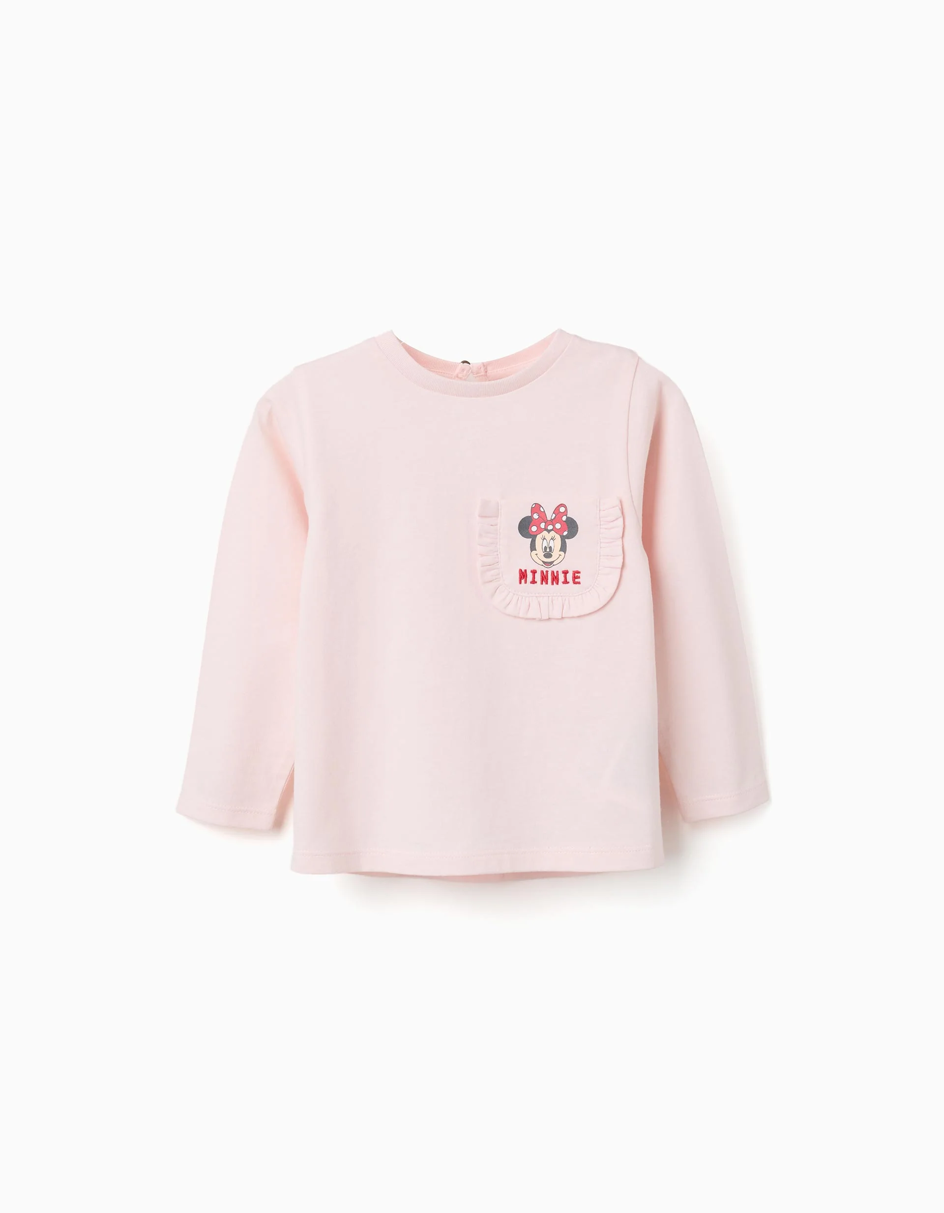 Long sleeve T-shirt with Minnie chest print for baby girls, pink