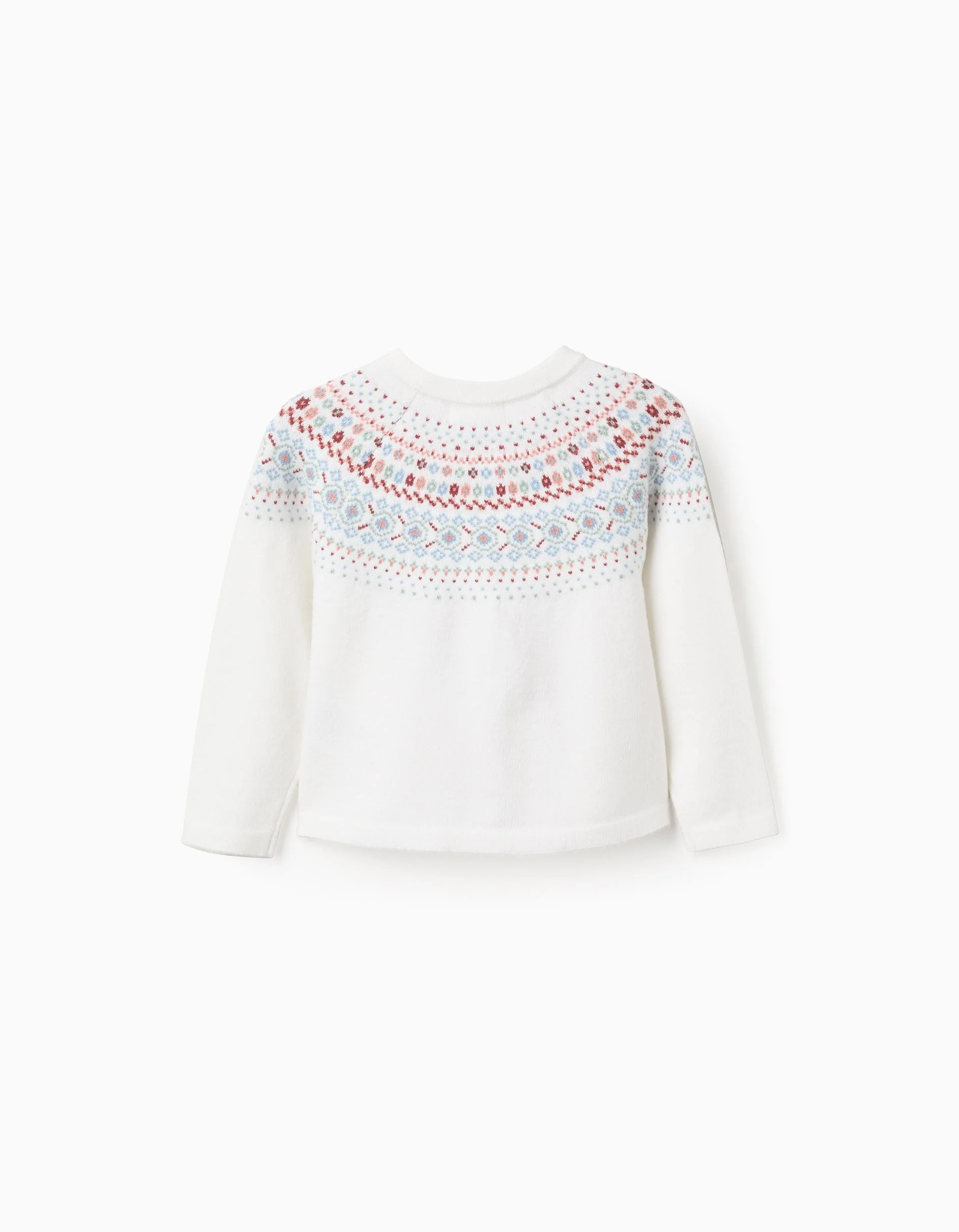 Cardigan with Jacquard for Baby Girls, White