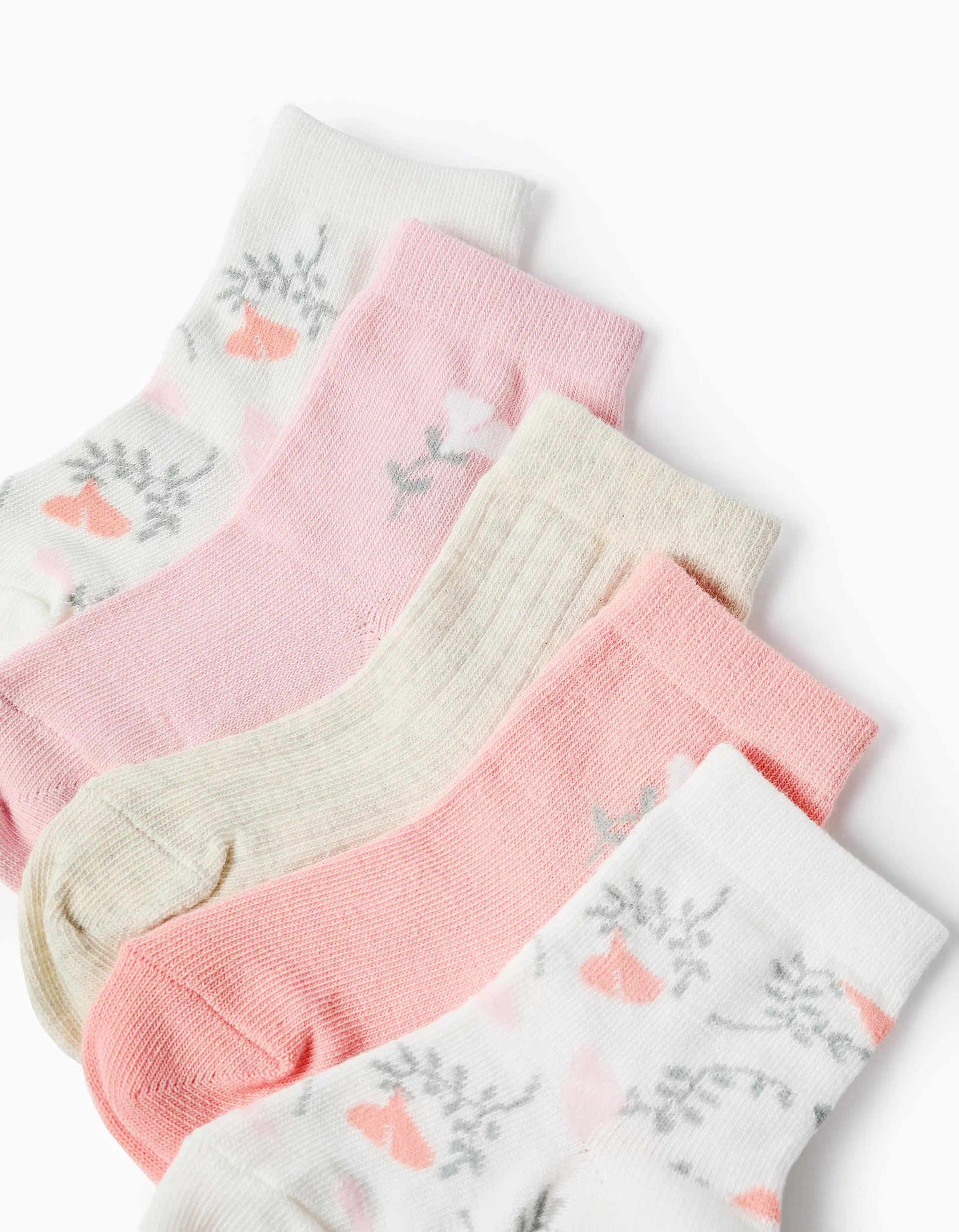 Pack of 5 Pairs of Socks for Newborn Girls 'Flowers', Multicolour