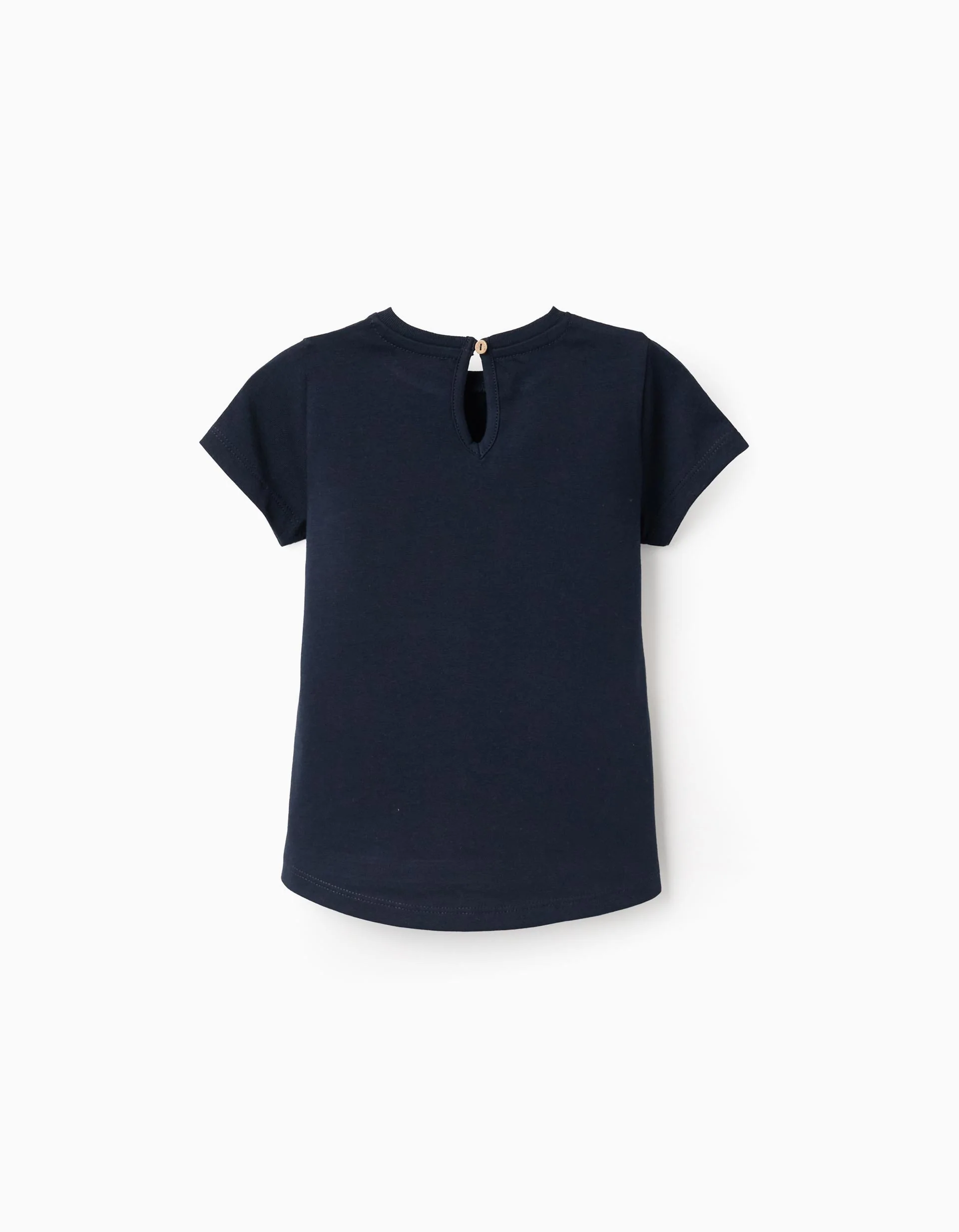 Printed Cotton T-shirt for Baby Girls, Dark Blue