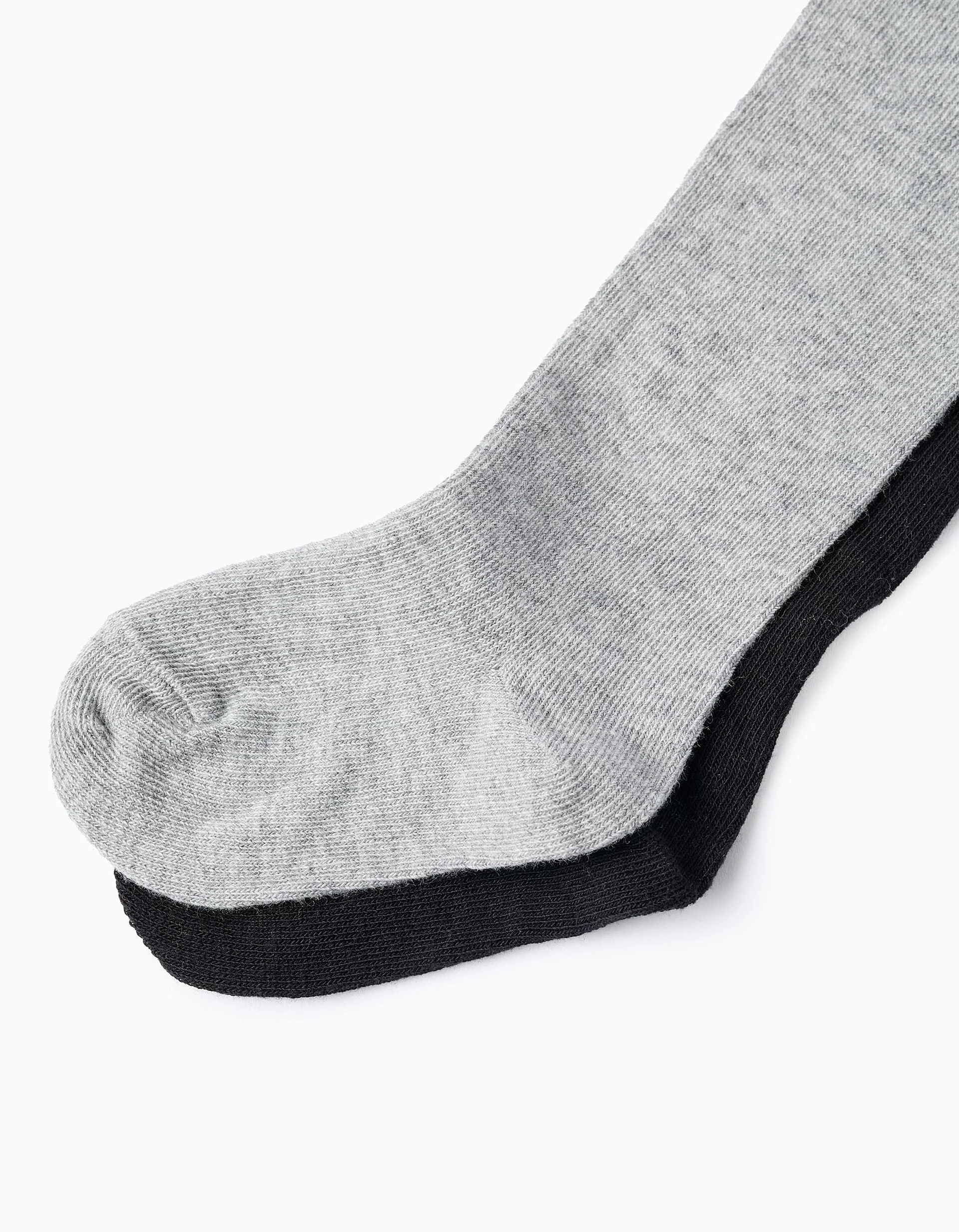 Pack of 2 Tights for Newborn Girls and Babies, Grey/Black