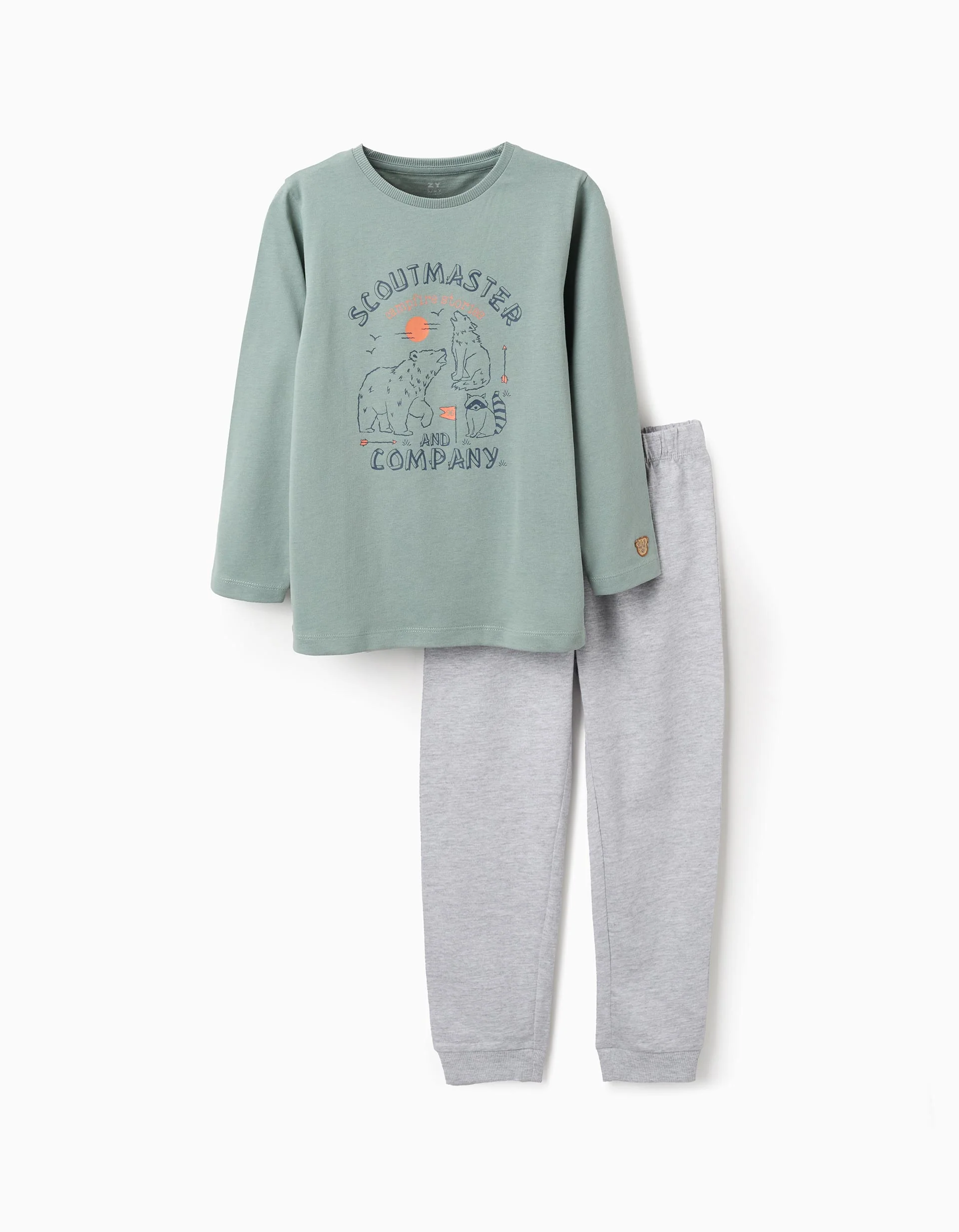 Cotton Pyjama for Boys 'Scoutmaster', Grey/Green