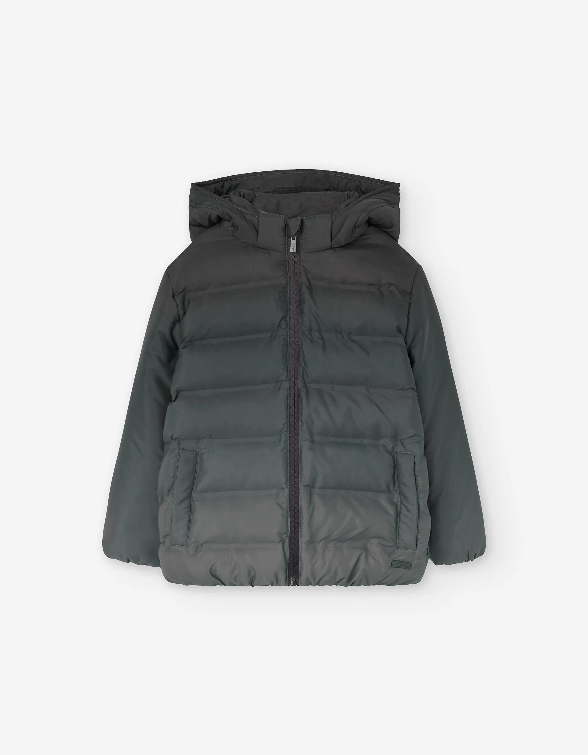 Hooded padded jacket with fleece lining for boys, grey
