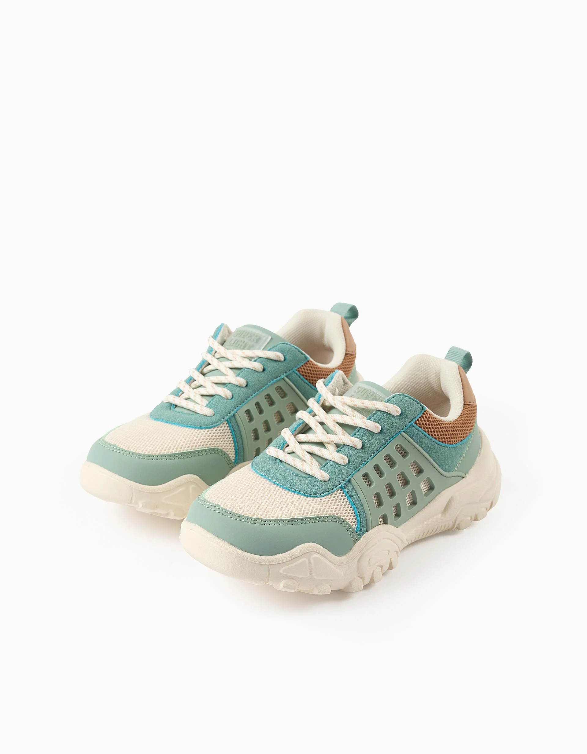 Superlight Runner Trainers for Boys, Blue/Camel