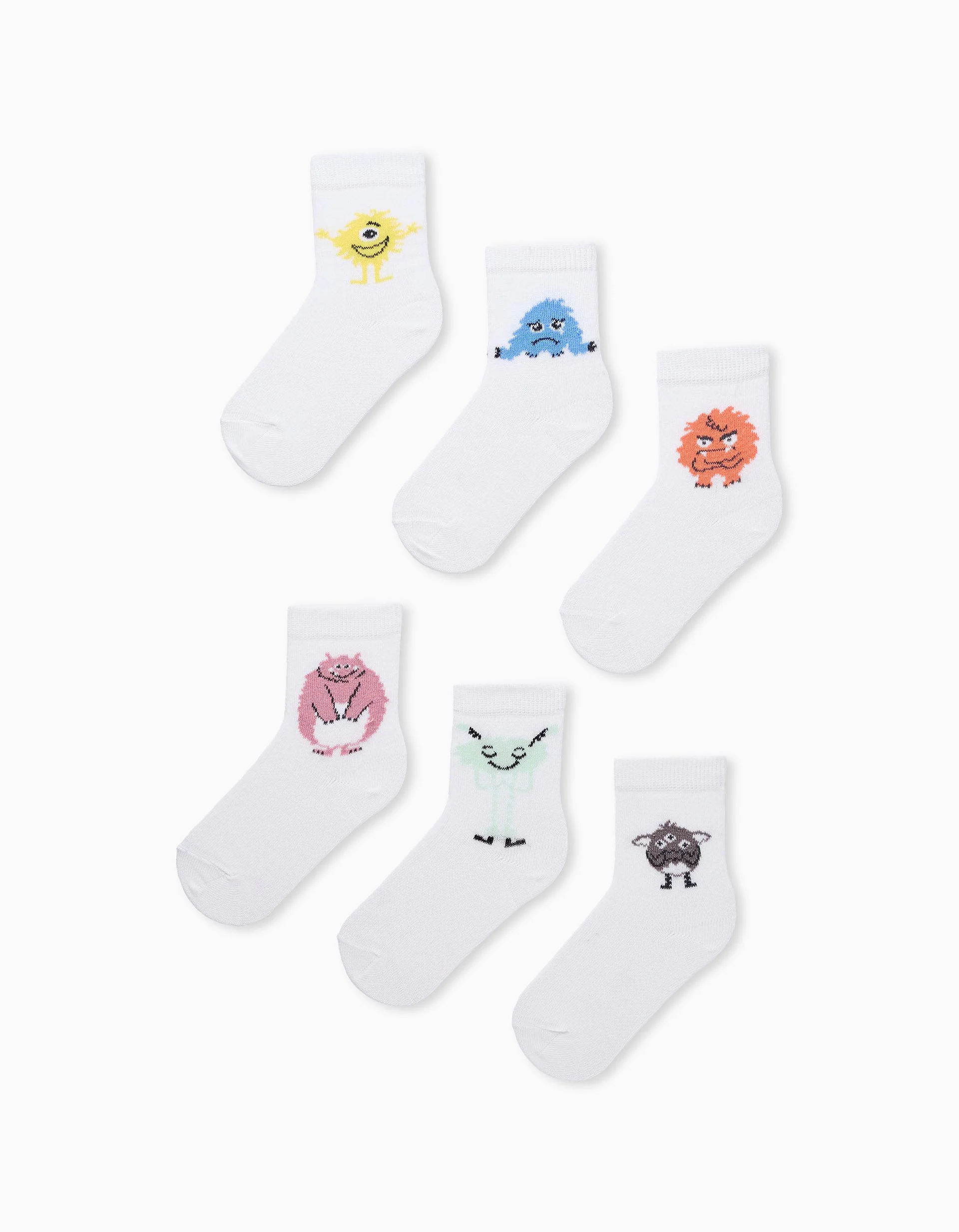 Pack of 6 Pairs of Socks for Children 'Emotions', White