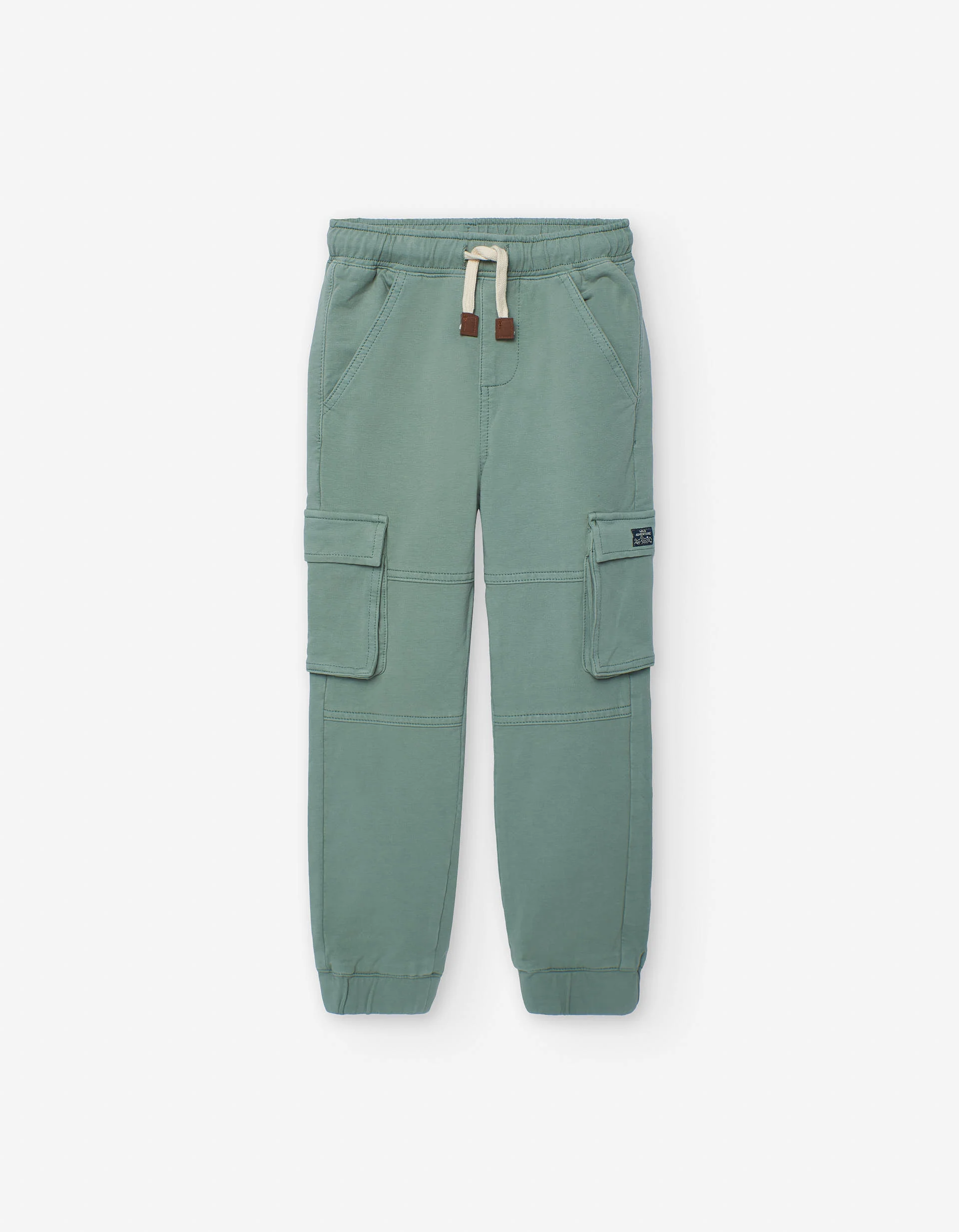Denim joggers with cargo pockets for boys, green