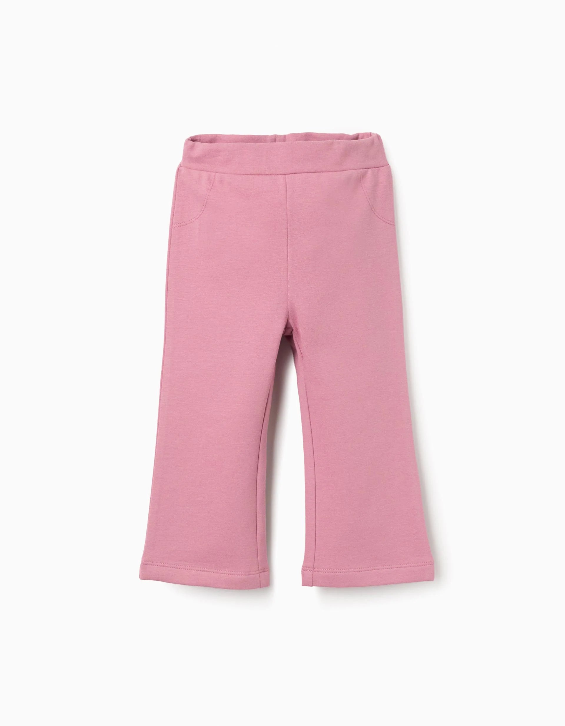 Brushed flared leggings for baby girls, pink