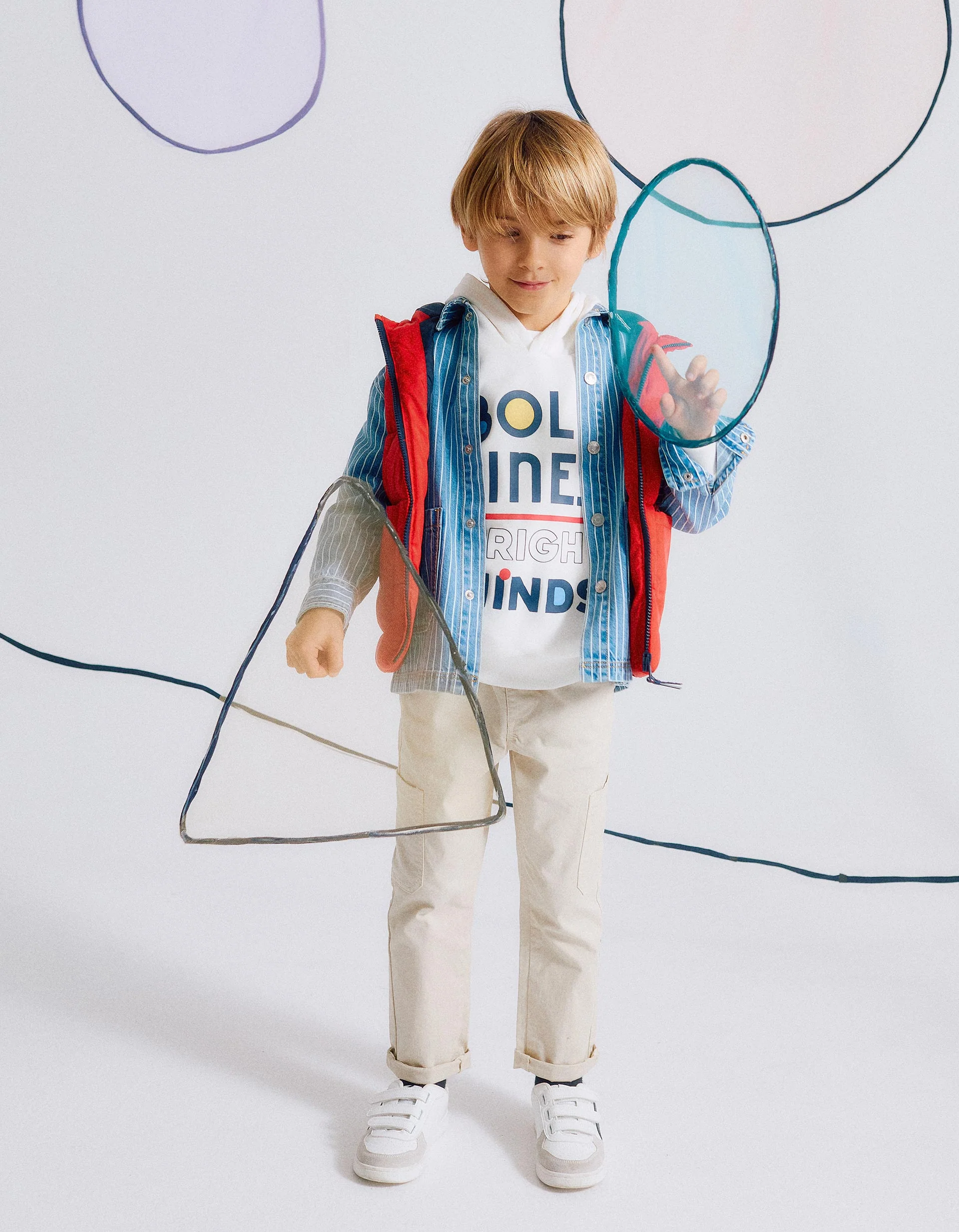 Twill Cargo Trousers for Boys, Beige