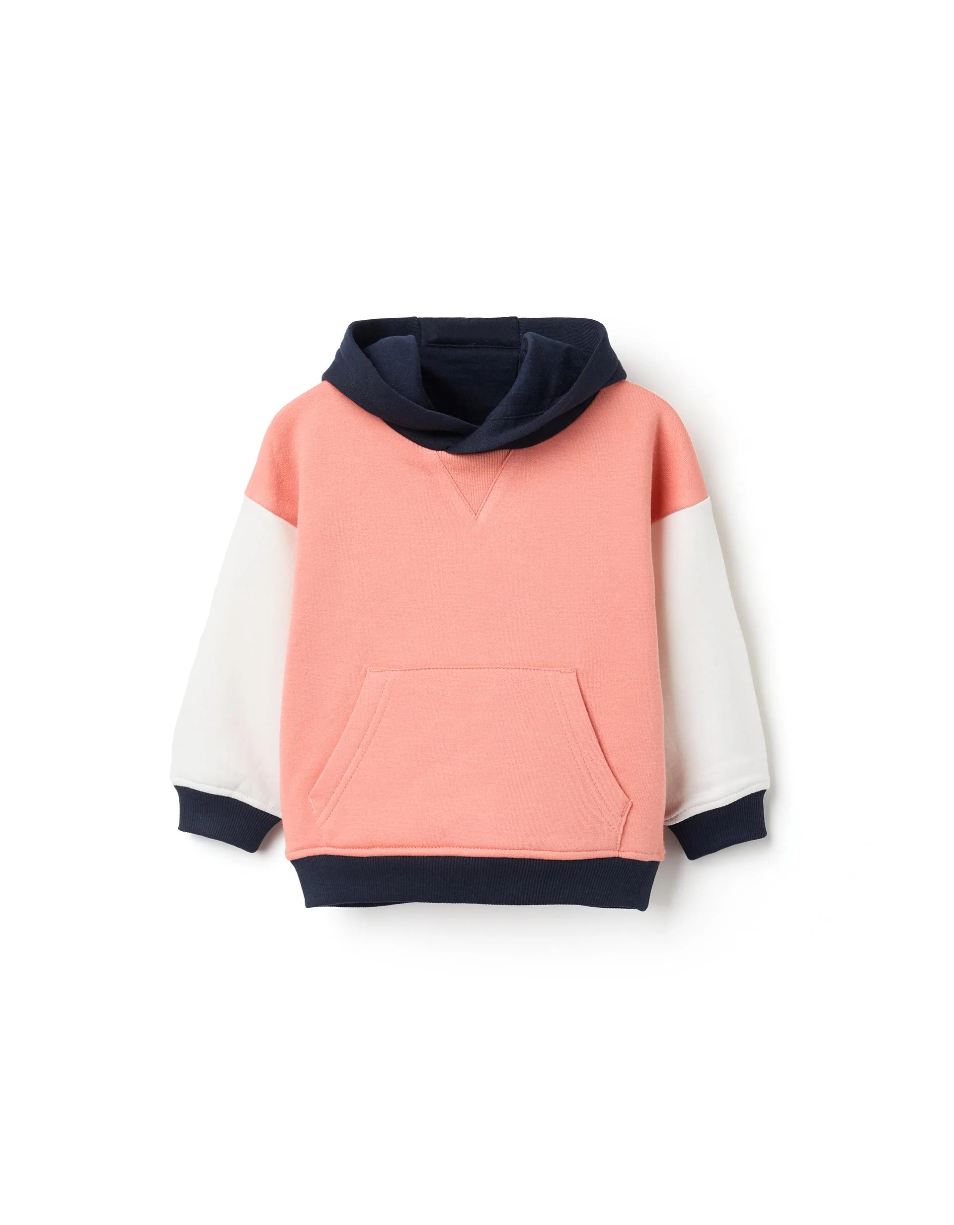 Hooded Sweatshirt with Colour Block for Baby Boys, Salmon