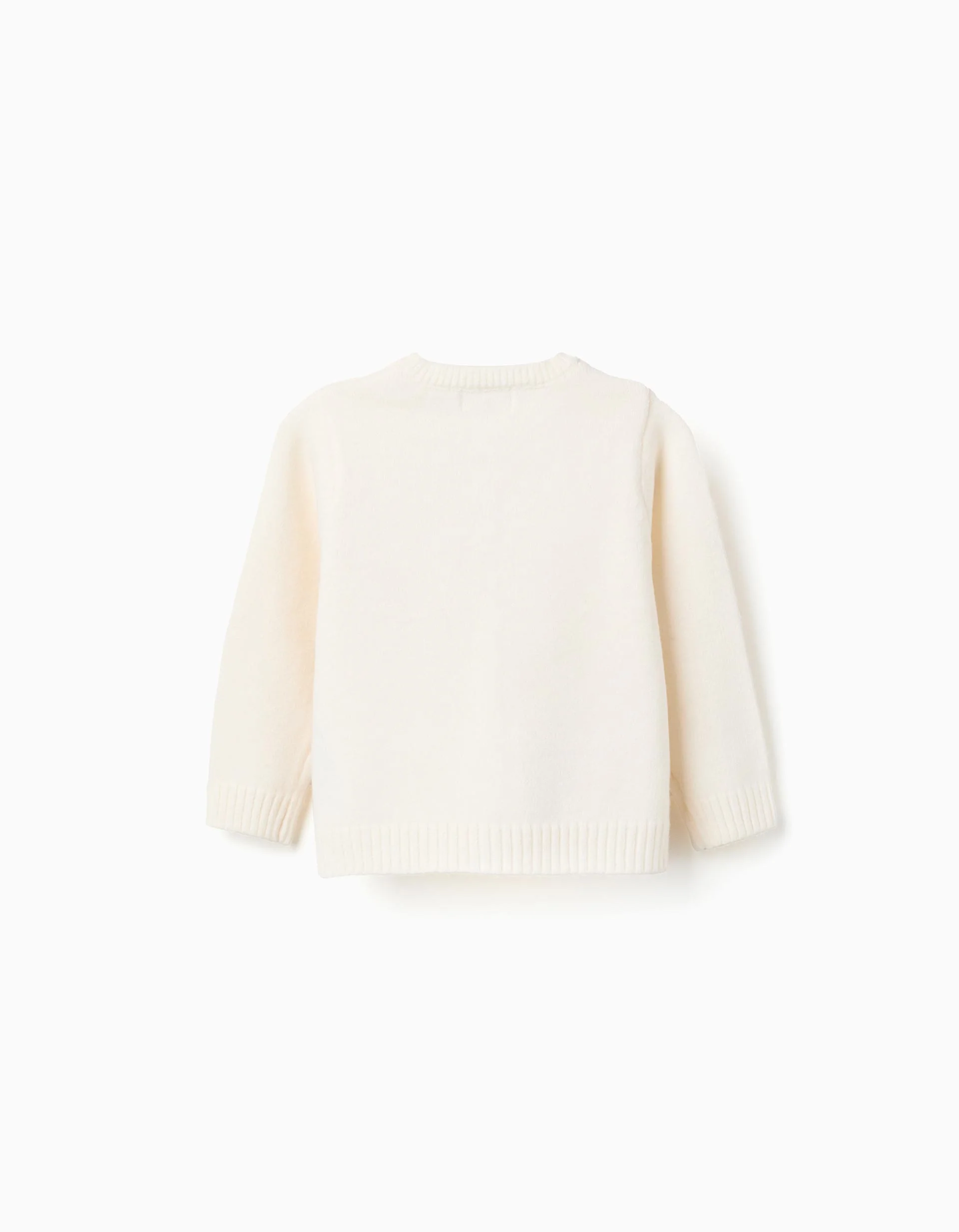 Knitted cardigan with round collar for baby girls, white