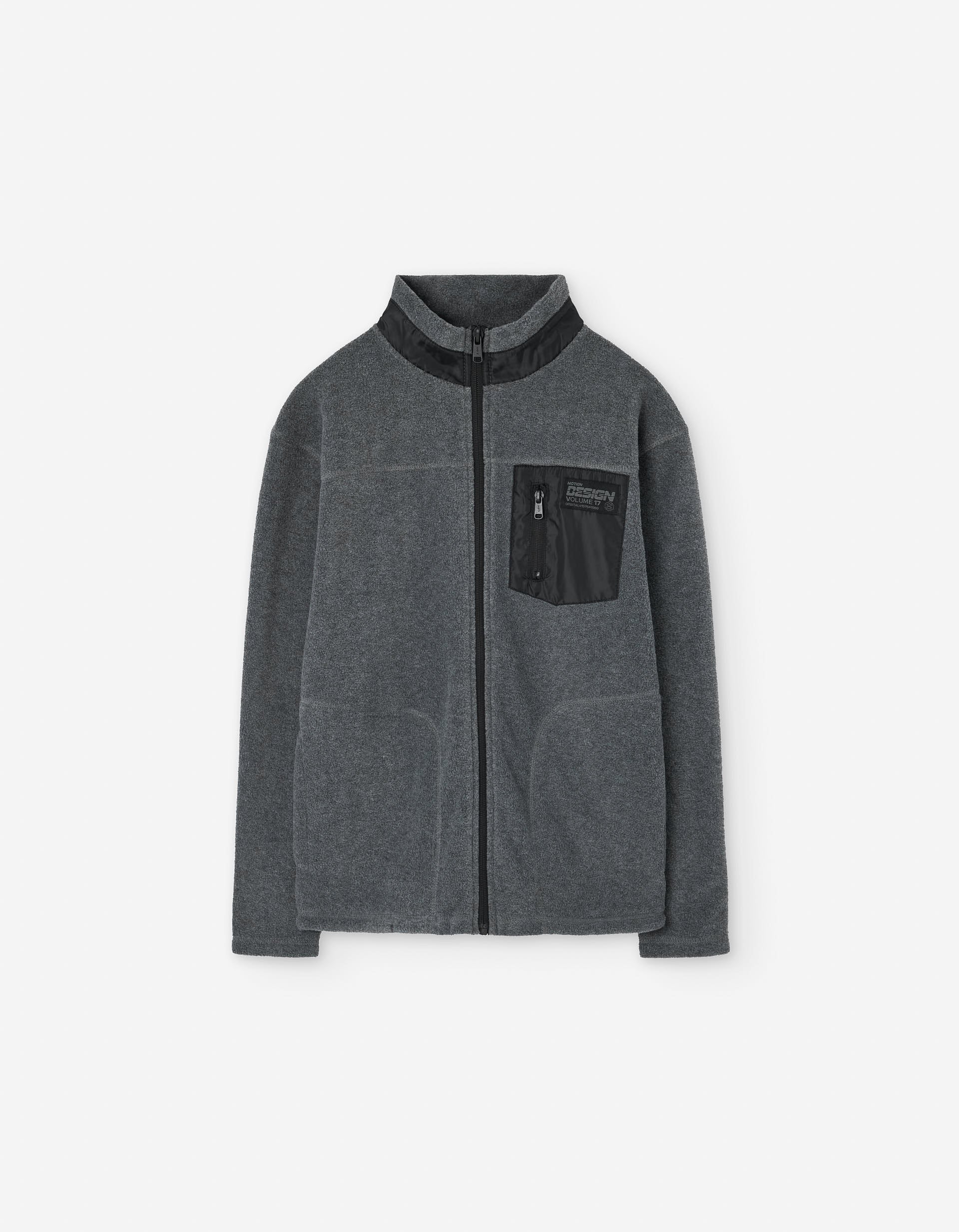 Polar fleece jacket with chest pocket for boys, dark grey