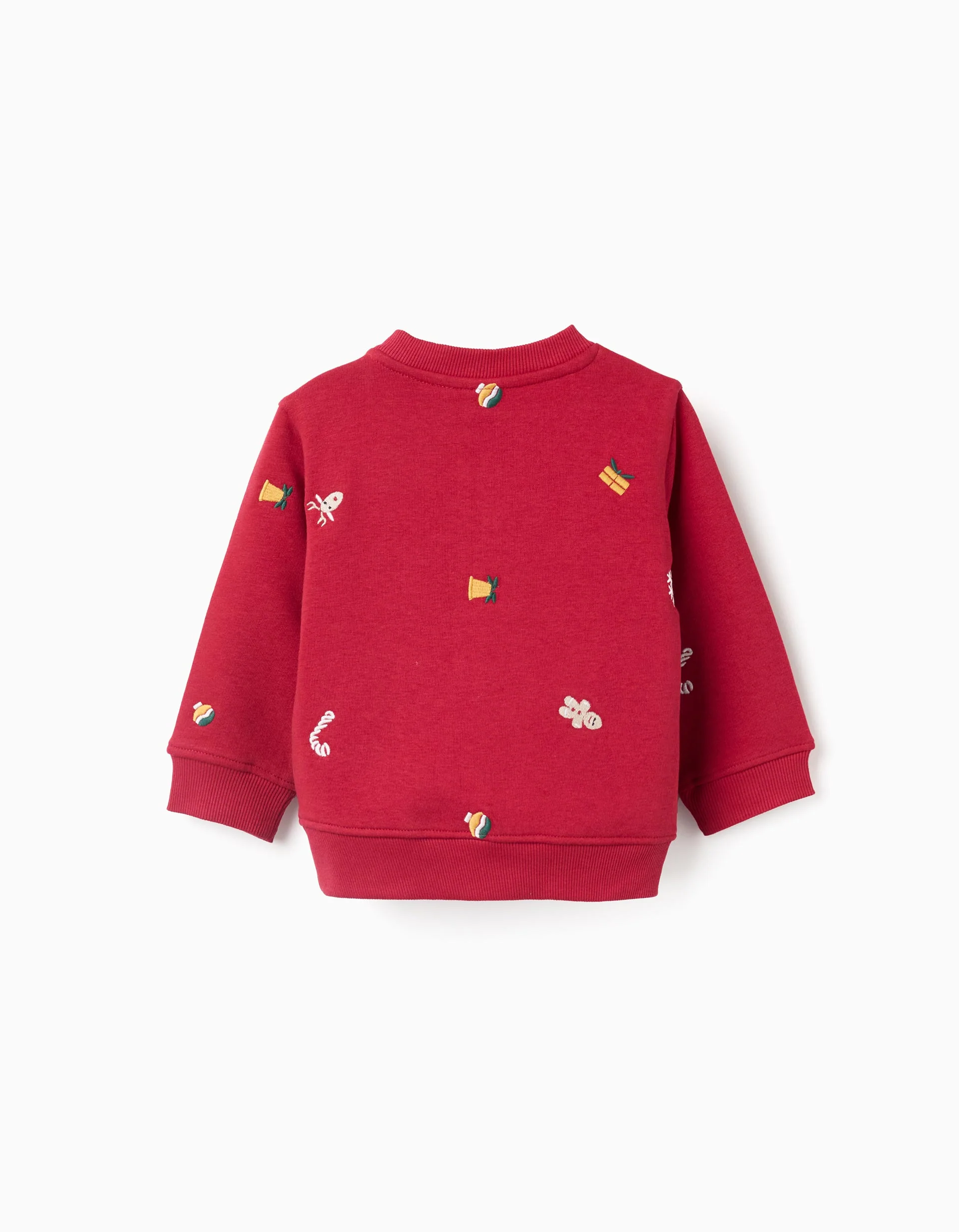 Brushed sweatshirt with Christmas embroidery for baby boys, red