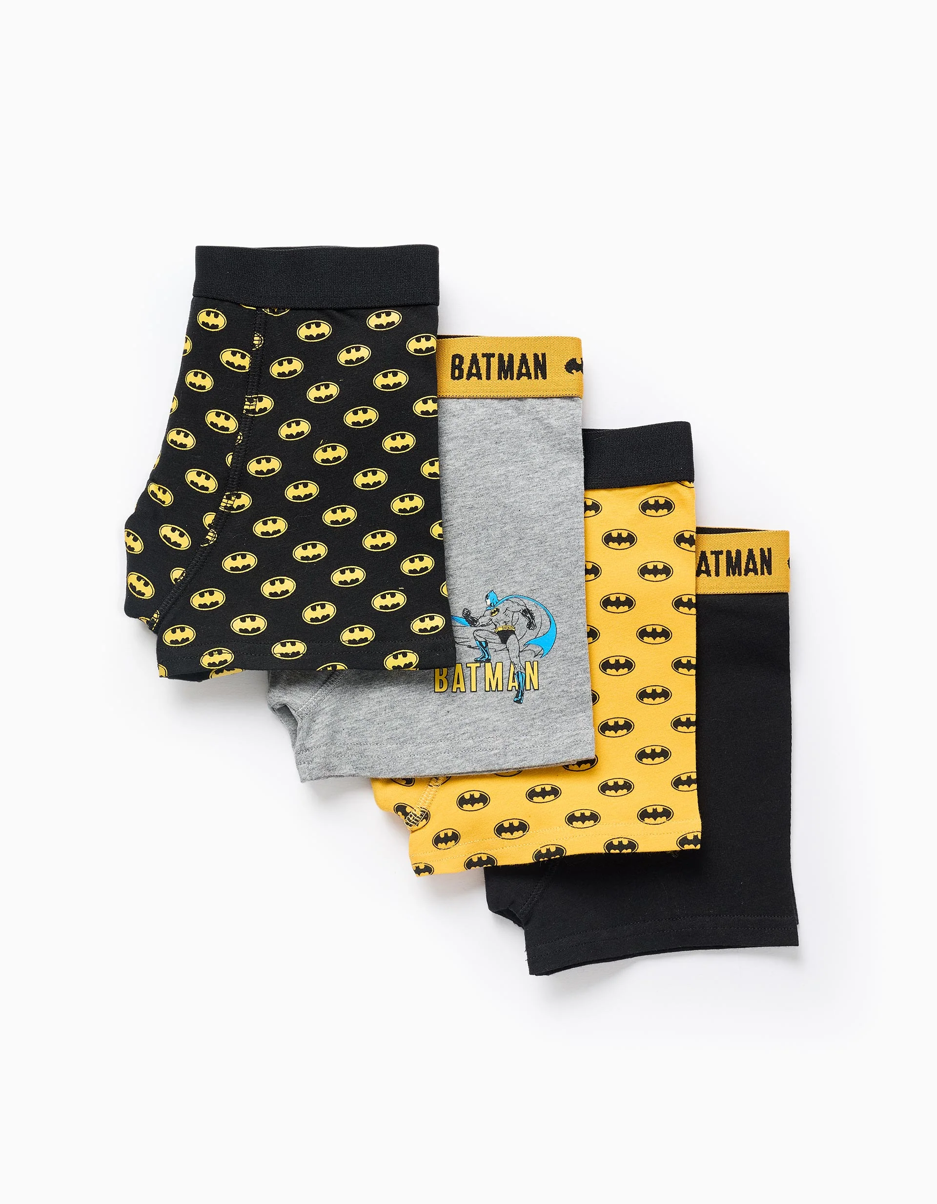 Pack of 4 Boxer Shorts for Boys 'Batman', Black/Yellow/Grey