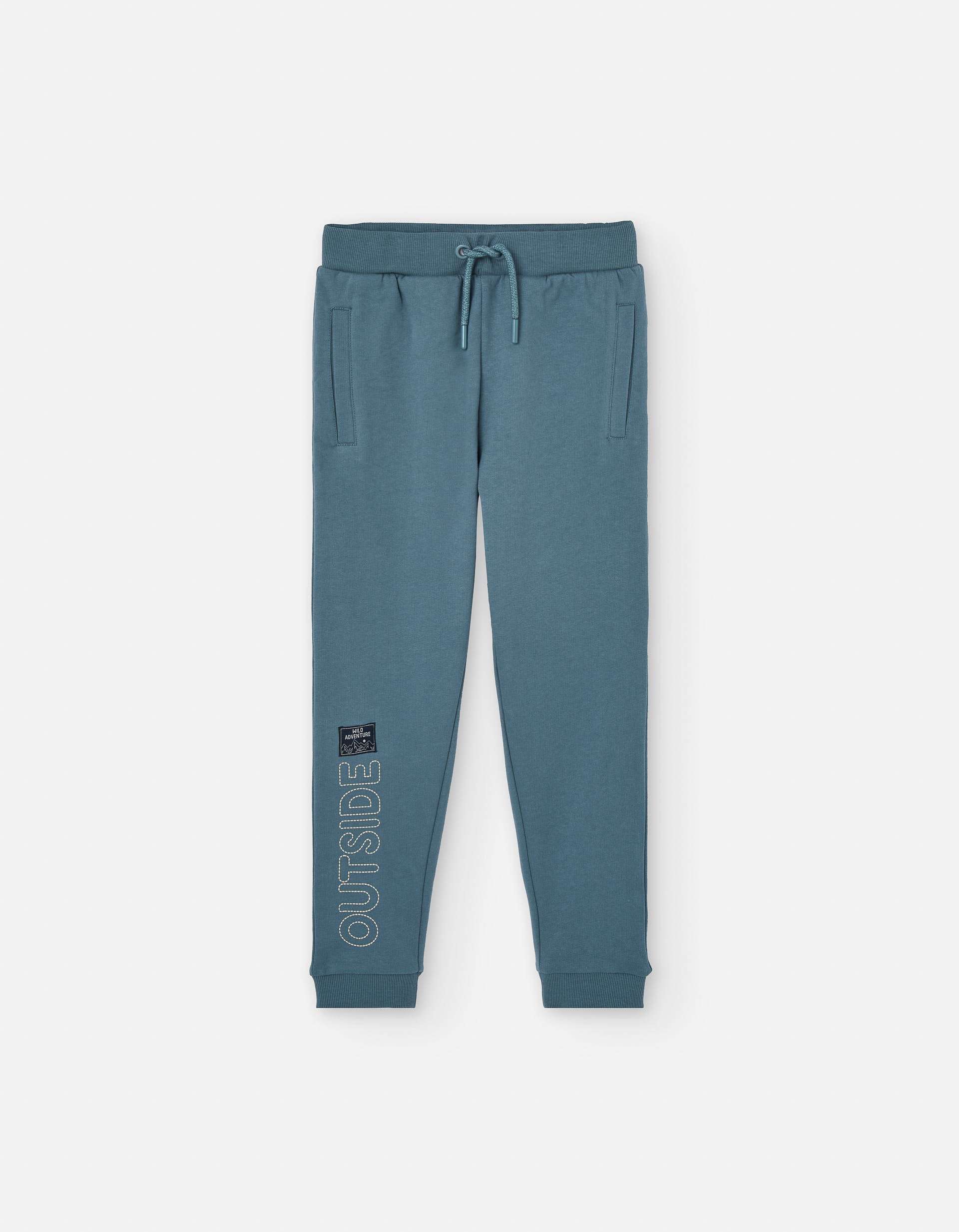 Cotton joggers with print and knee pleats for boys, blue