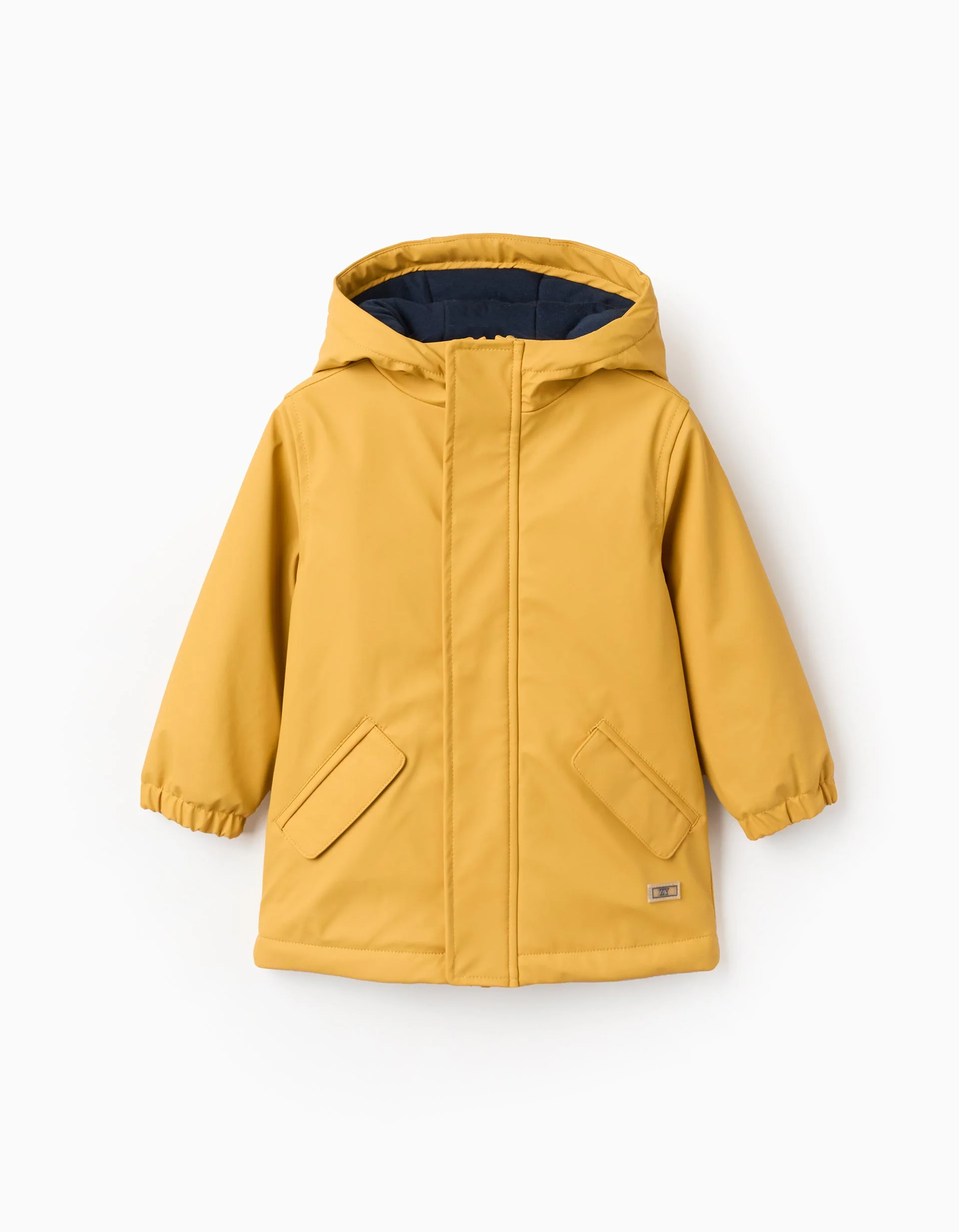Hooded Rubber Parka for Baby Boys, Mustard Yellow
