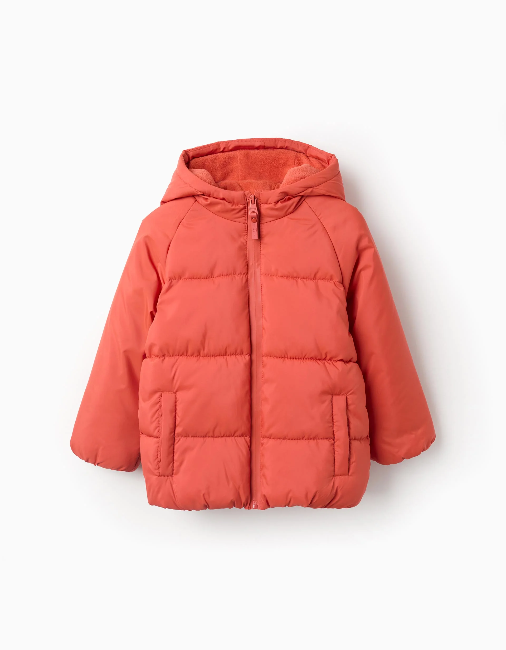 Hooded Padded Jacket with Fleece Lining for Boys, Orange