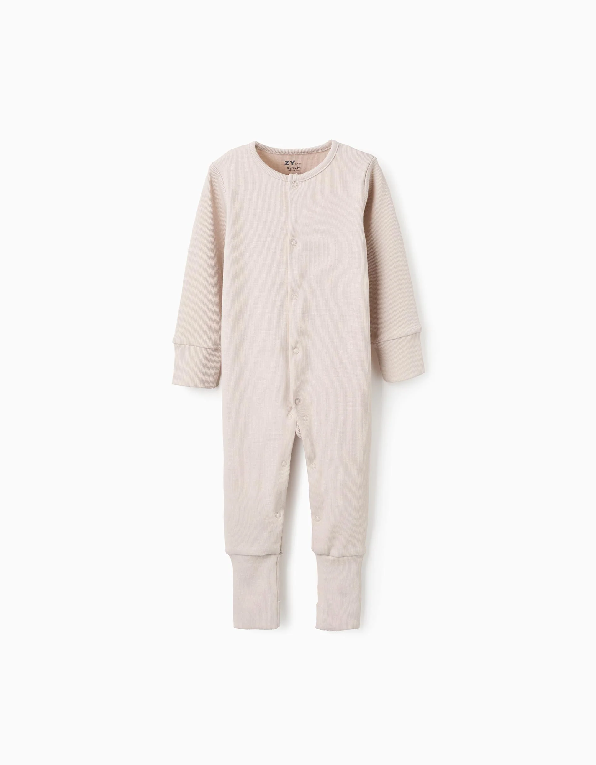 Stretch Ribbed Sleepsuit for Newborns and Babies, Beige