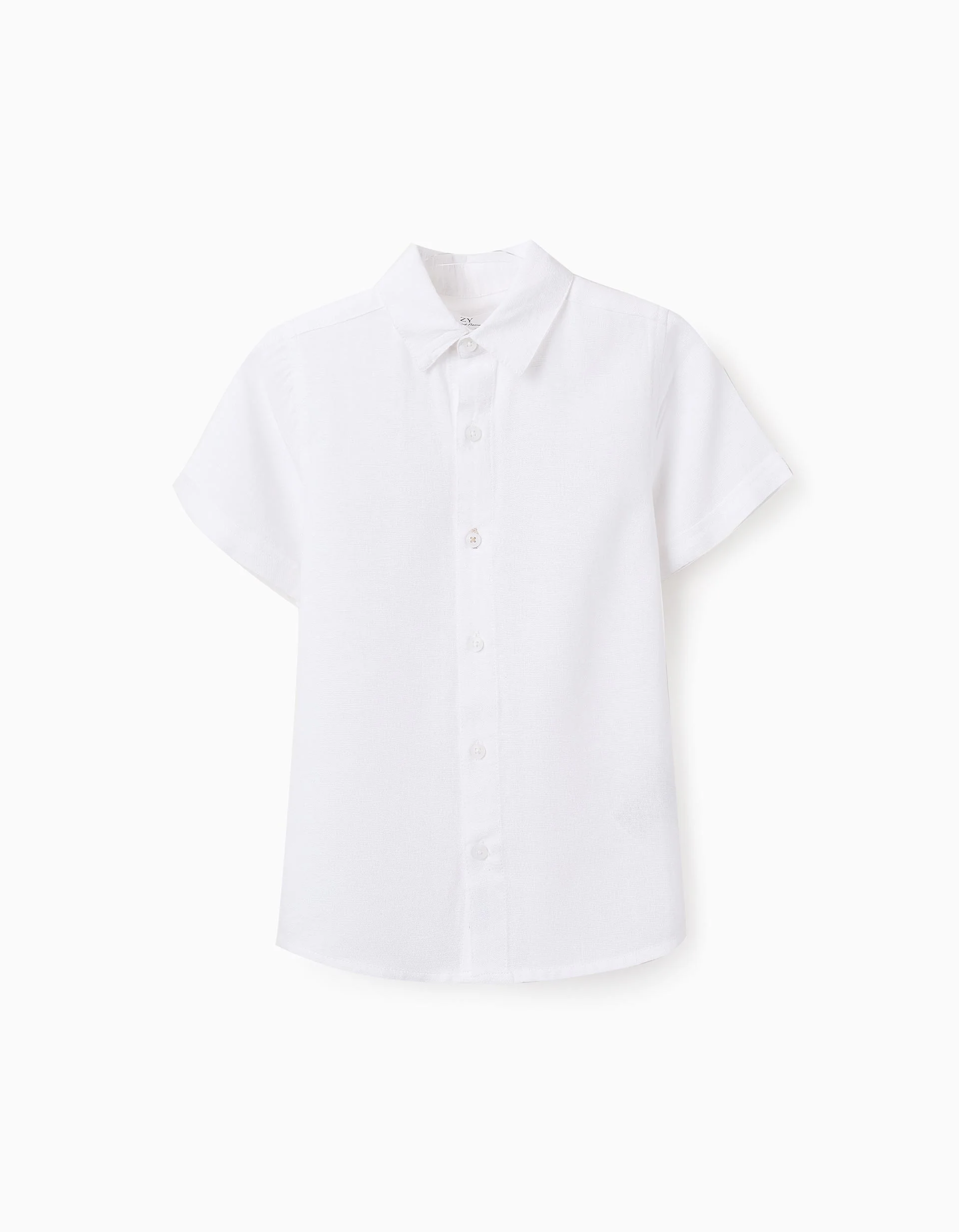 Shirt in Viscose, Cotton and Linen for Boys, White