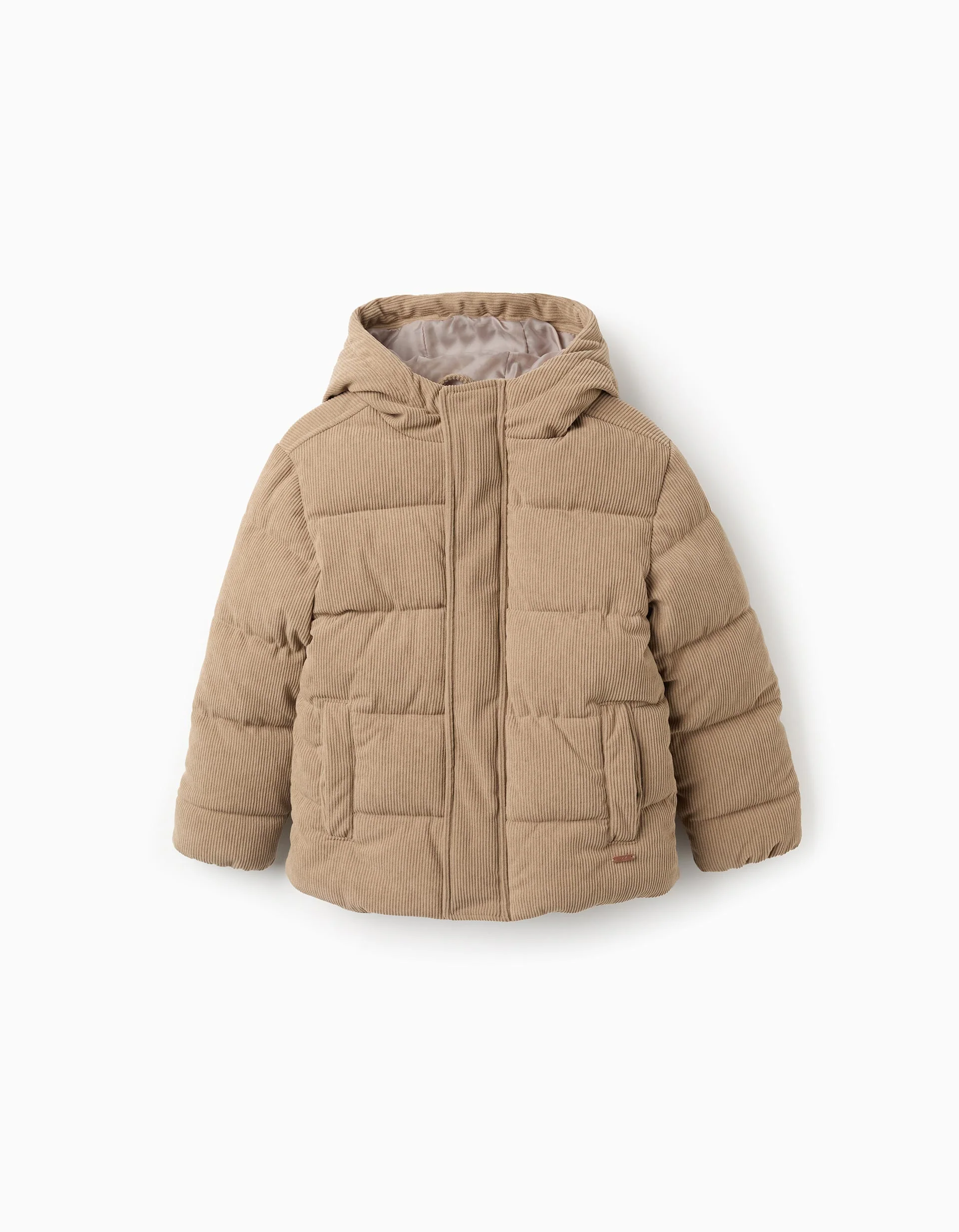 Padded Jacket with Hood for Boys, Brown